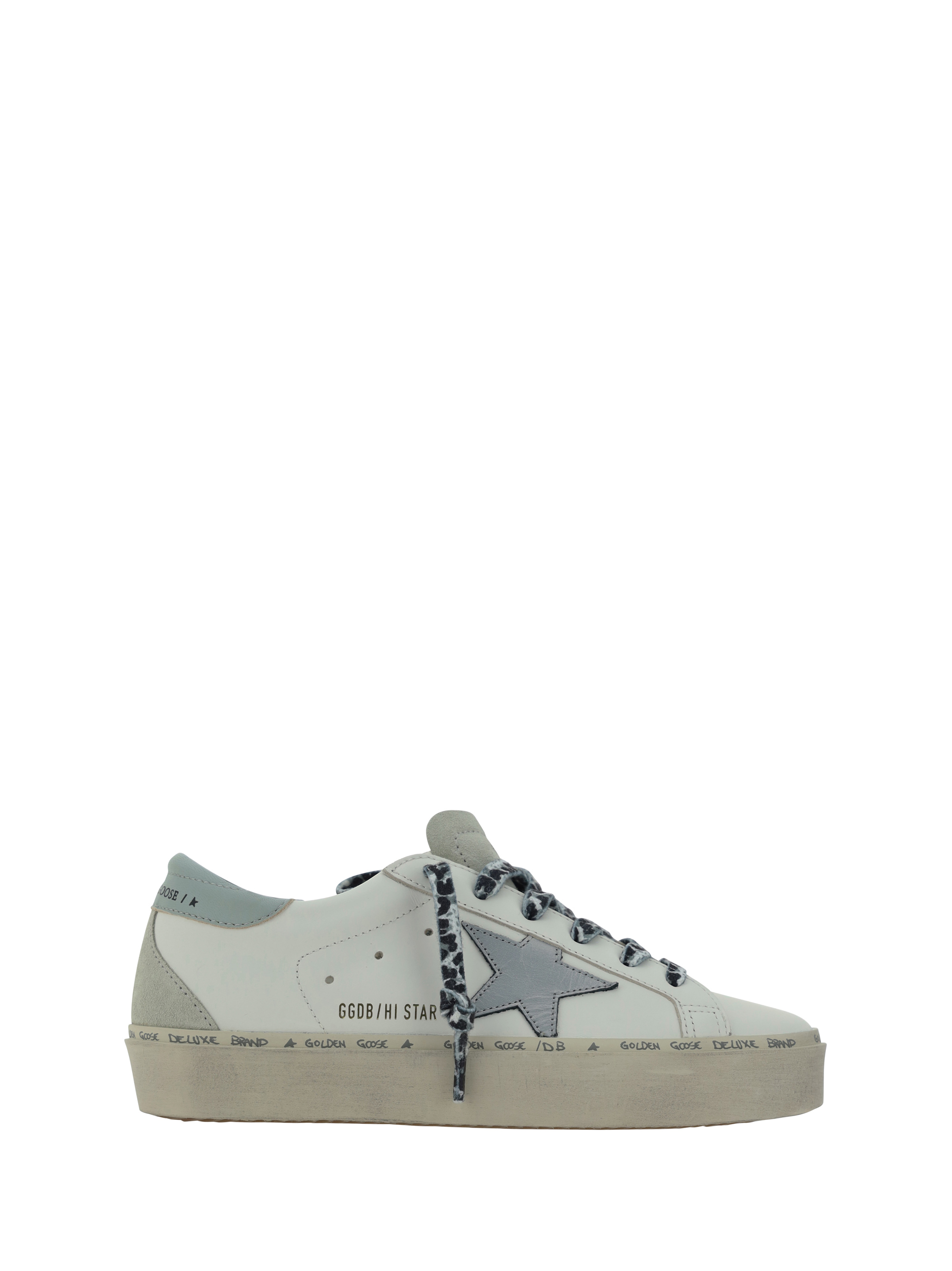Golden Goose Hi Star Leather Sneakers In Optic White/gray Dawn/orchid Hush/a
