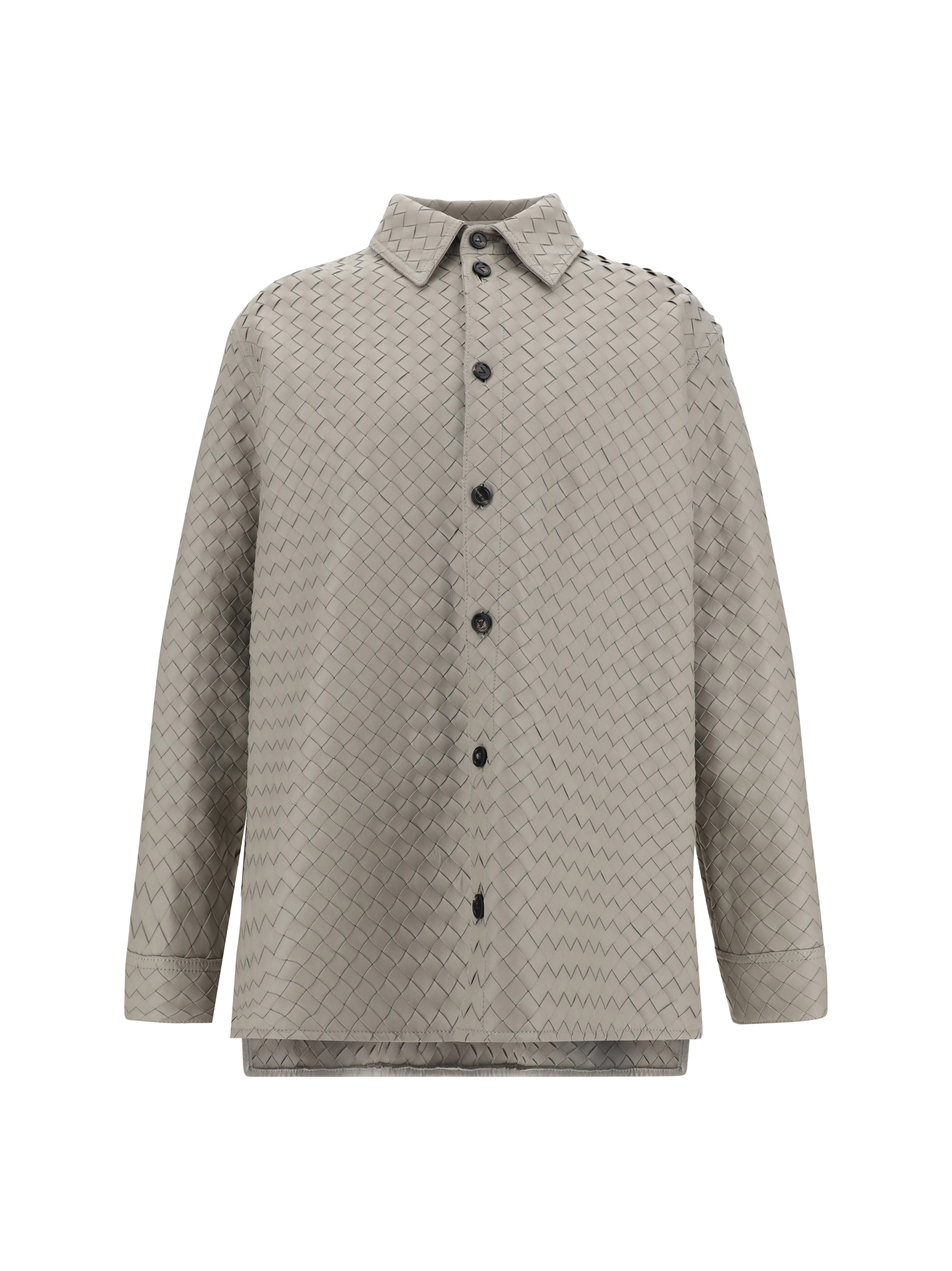 Shop Bottega Veneta Shirt Jacket In Metallic Mist