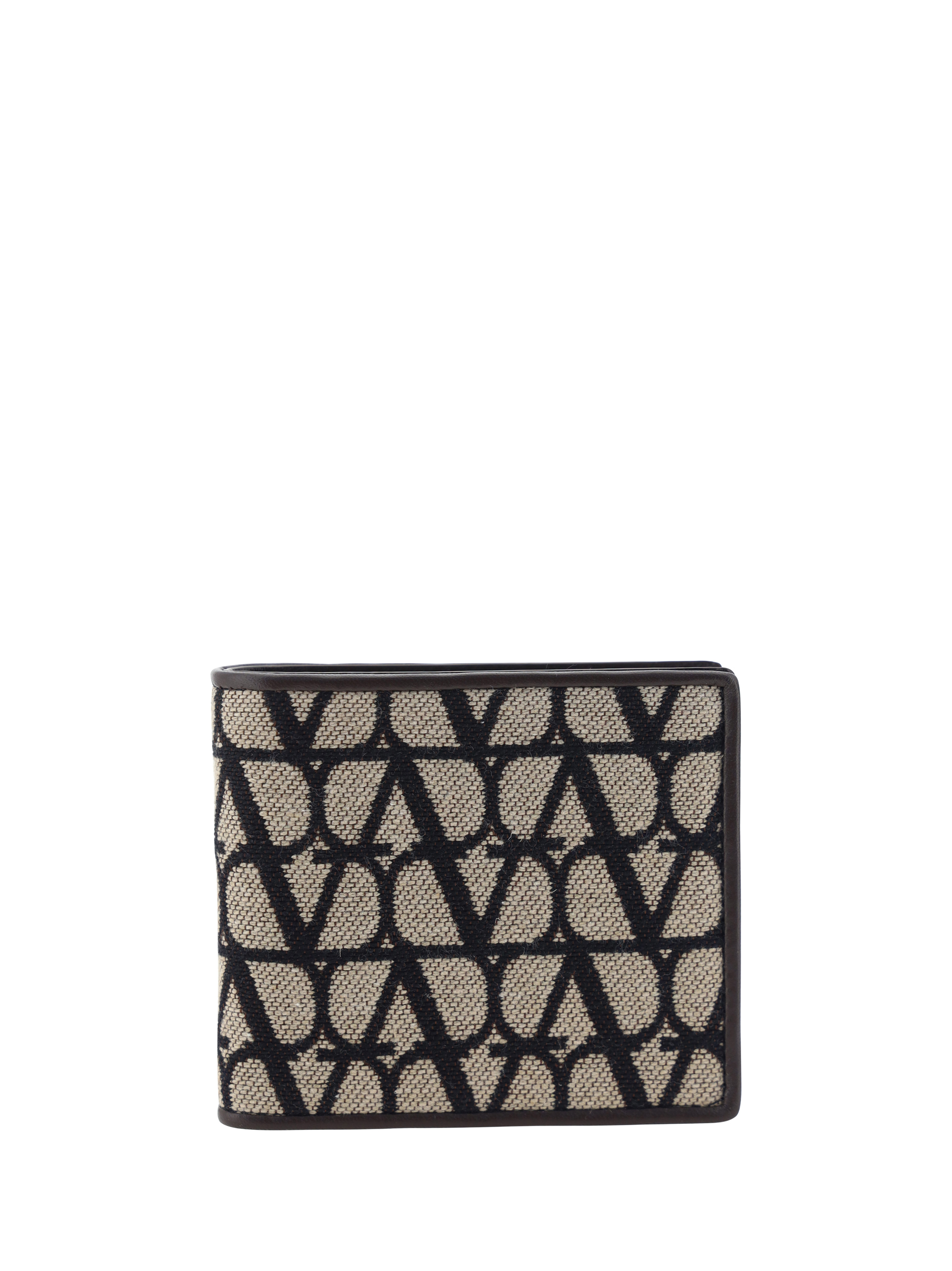 Shop Valentino Garavani Toile Iconographe Wallet In Naturale/nero/fondant