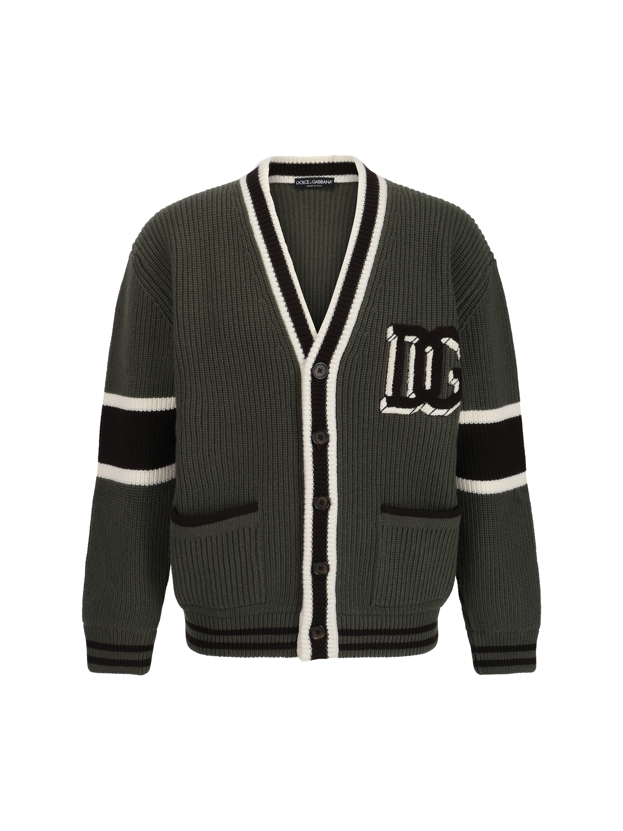 Shop Dolce & Gabbana Cardigan In Verde Militare