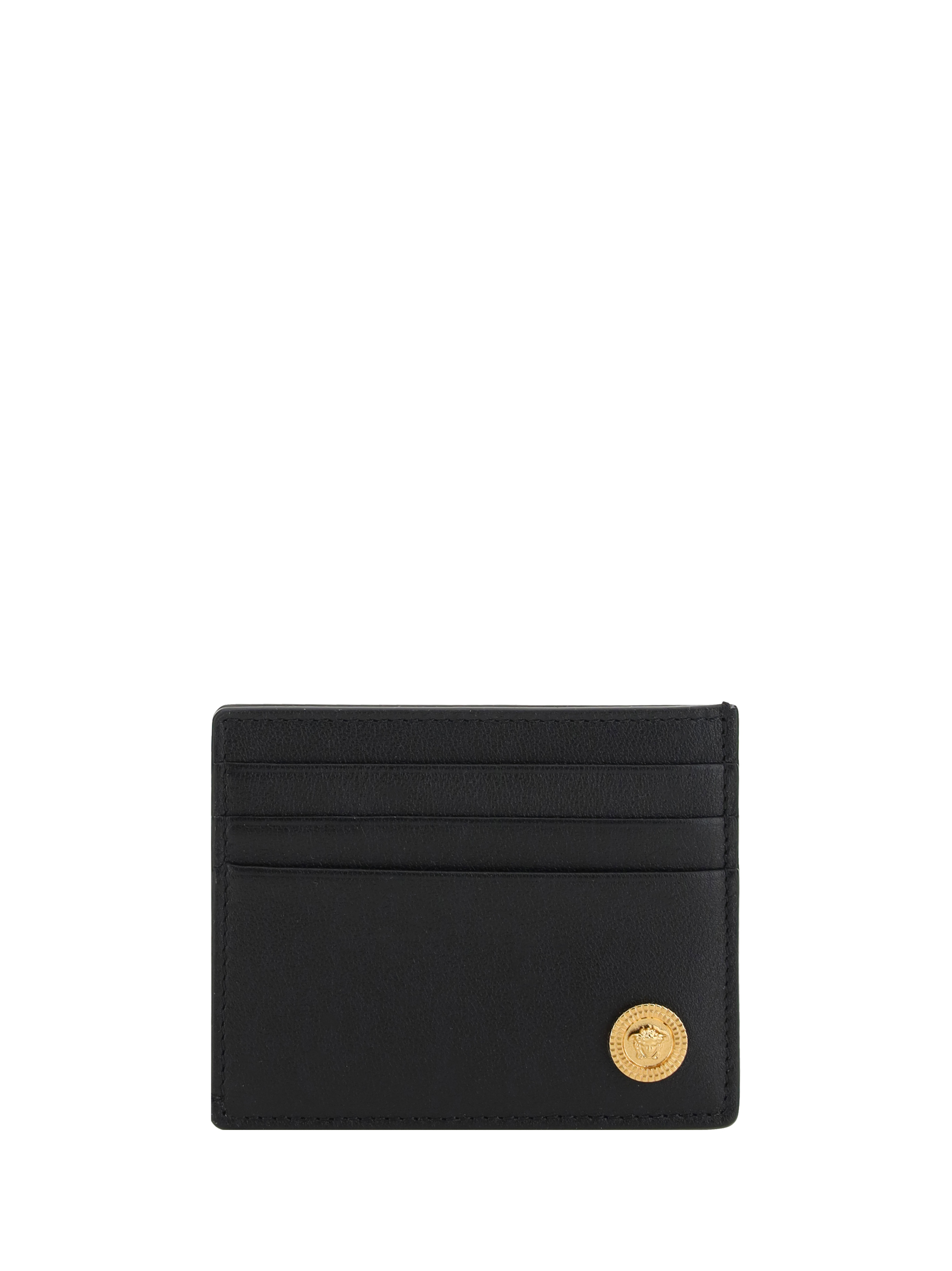 Versace Card Holder In Black/ Gold