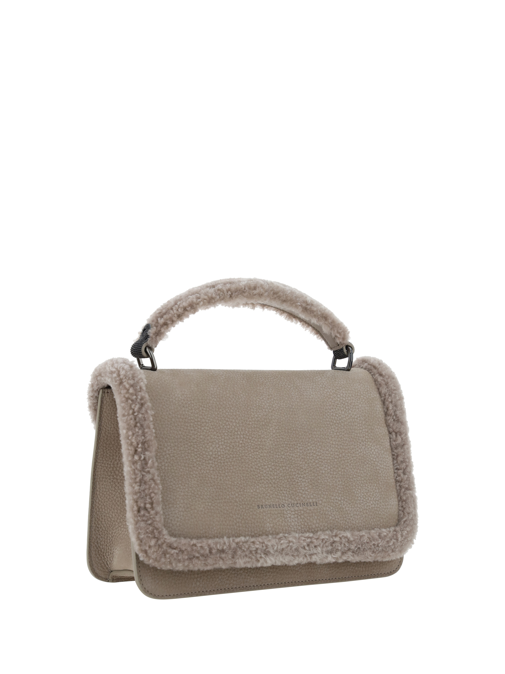 Double Top Handle Structured Bag - White