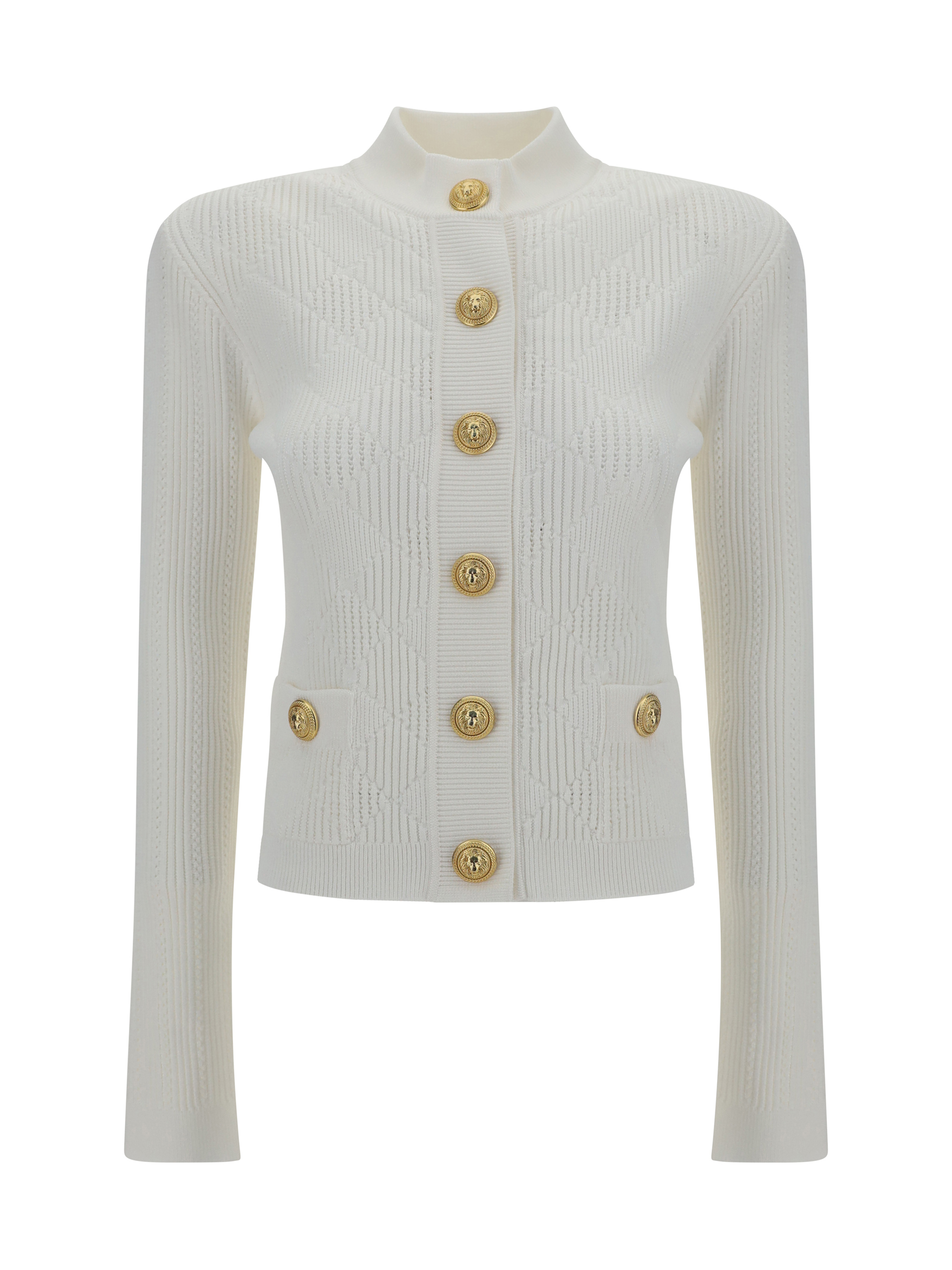 Shop Balmain Cardigan In Blanc