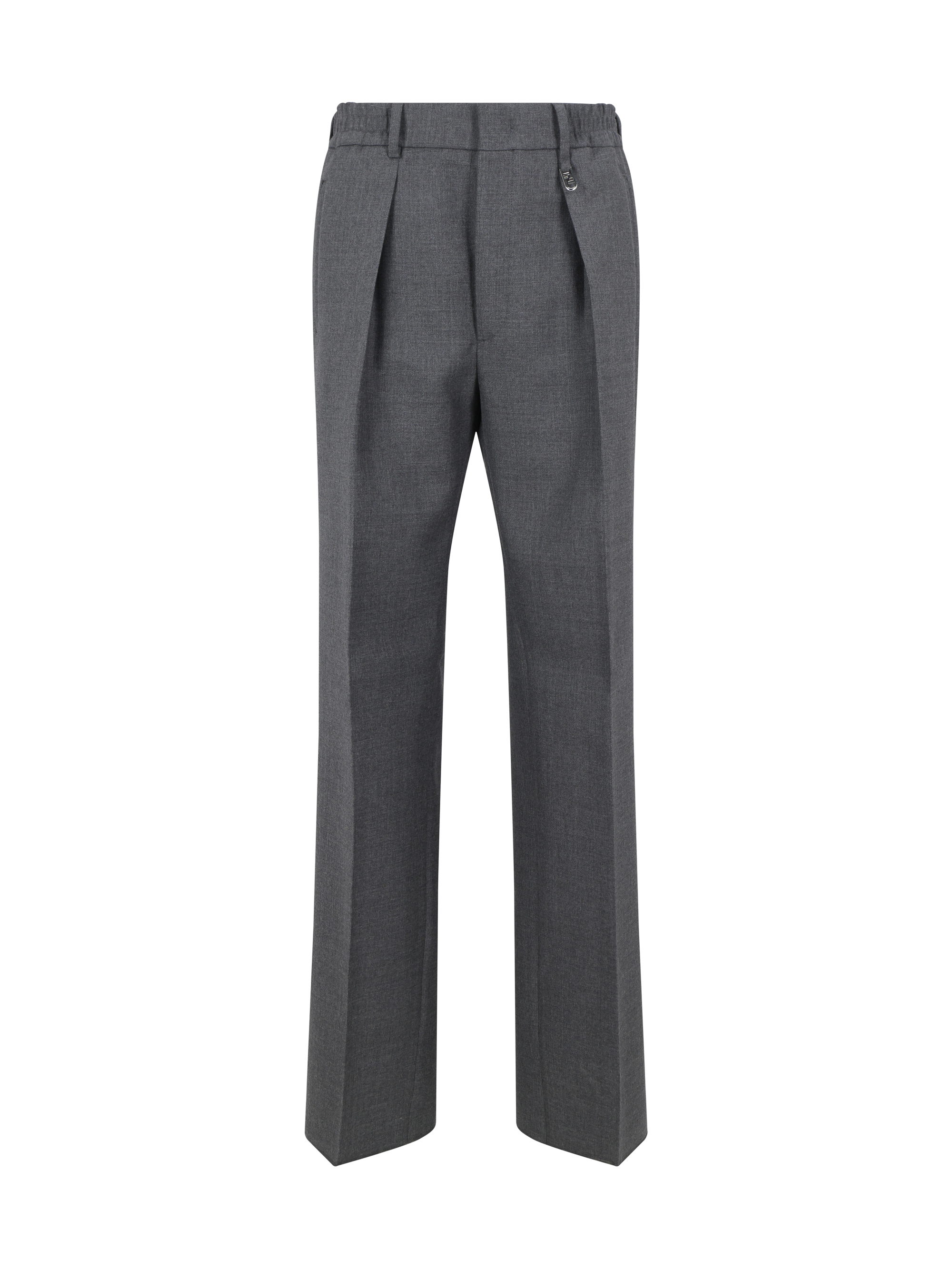 Fendi Elasticated-waistband Wool Tailored Trousers In Grey