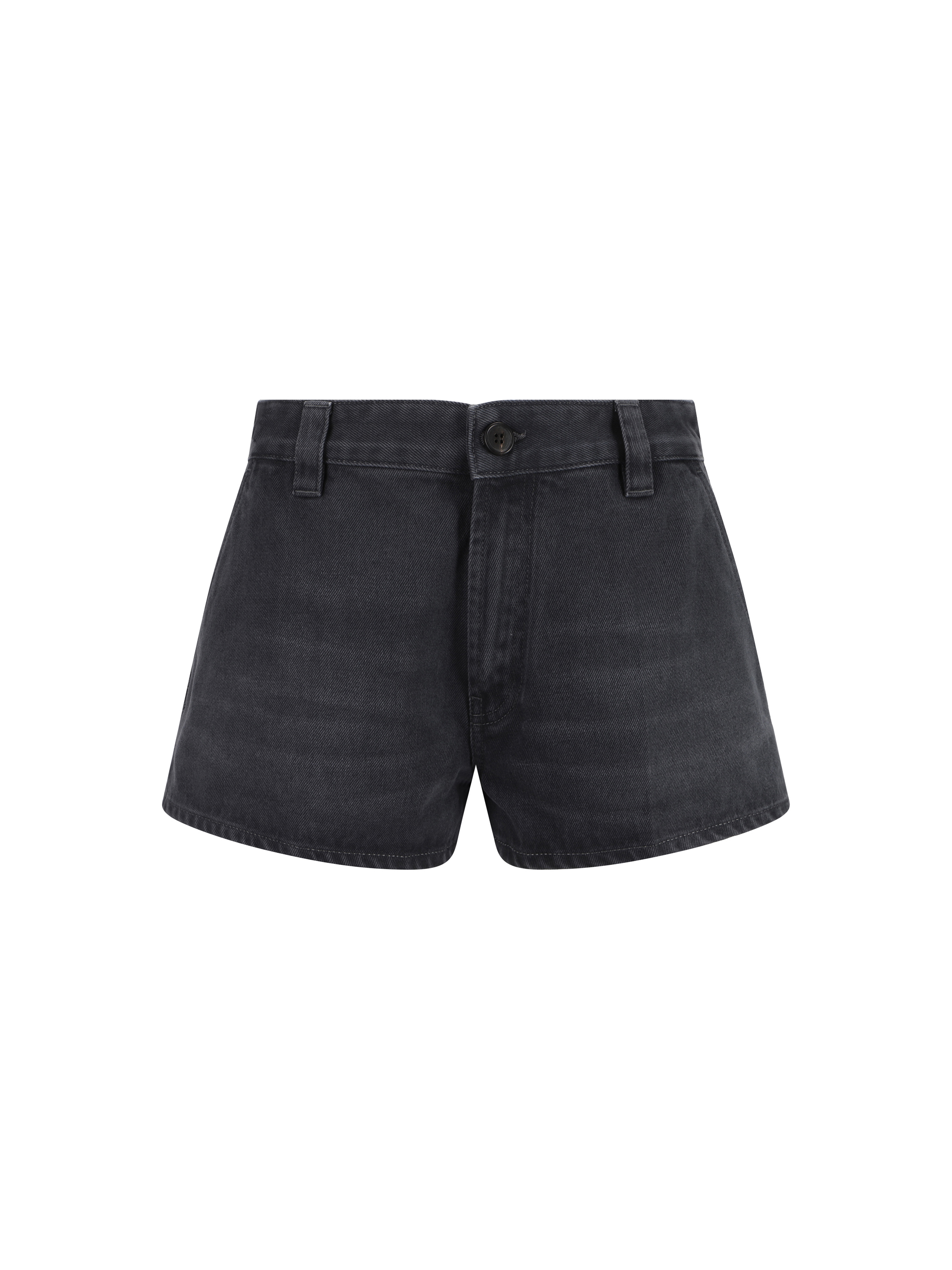 Shop Miu Miu Denim Shorts In Grigio