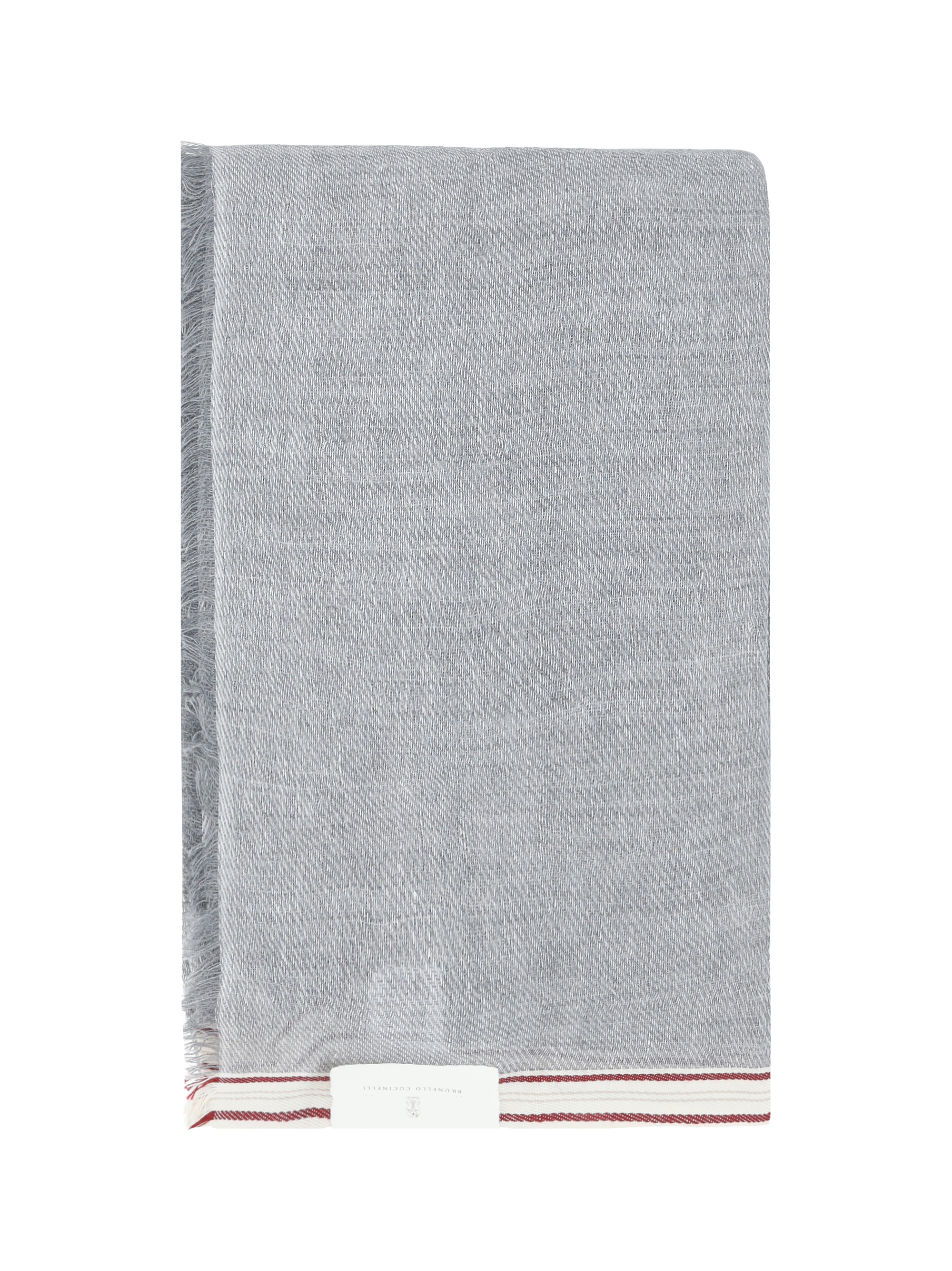 Shop Brunello Cucinelli Scarf In Grigio Chiaro+off White+rosso+sabbia