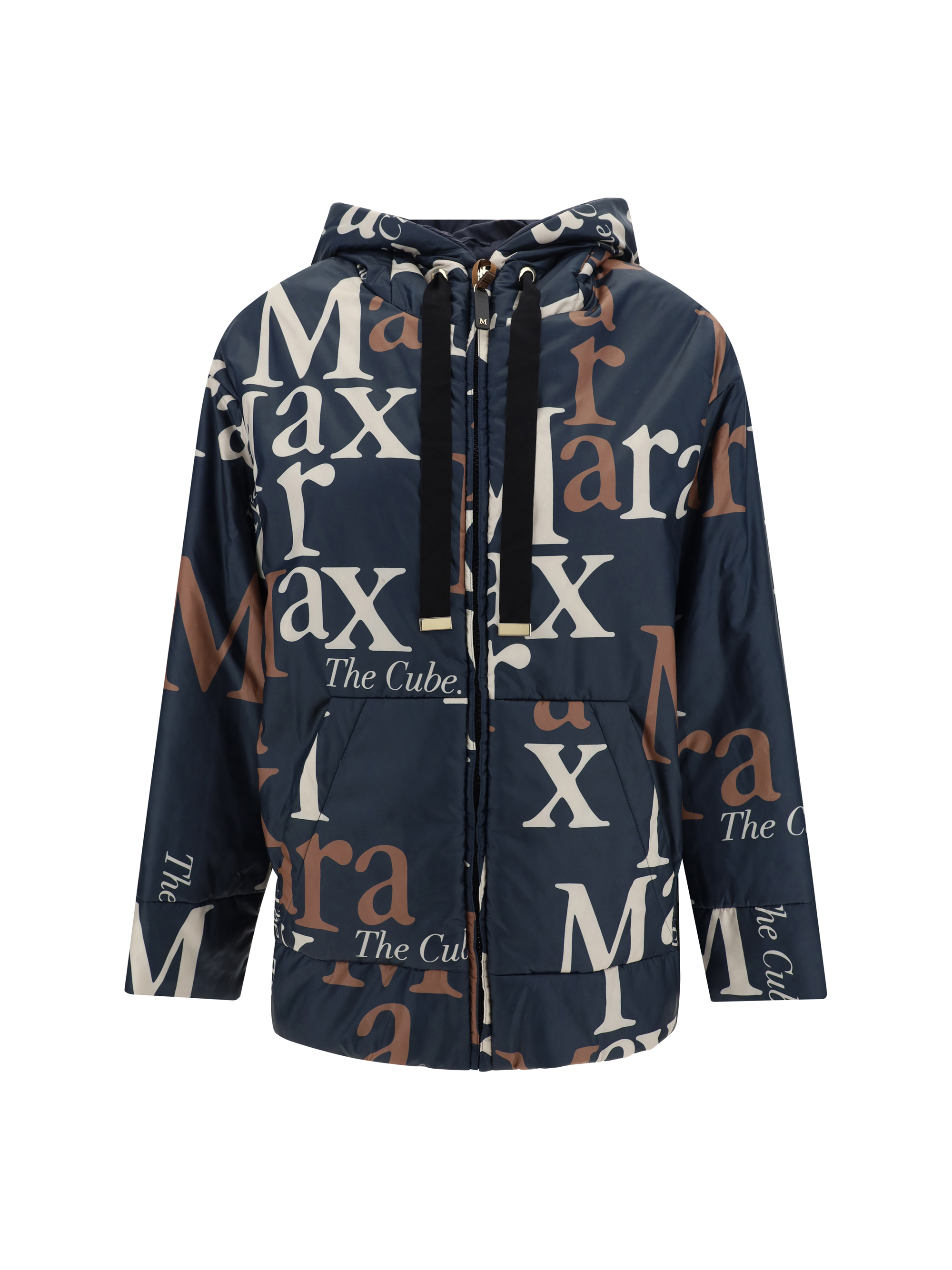 Shop Max Mara The Cube Reversible Down Jacket In Blu Notte