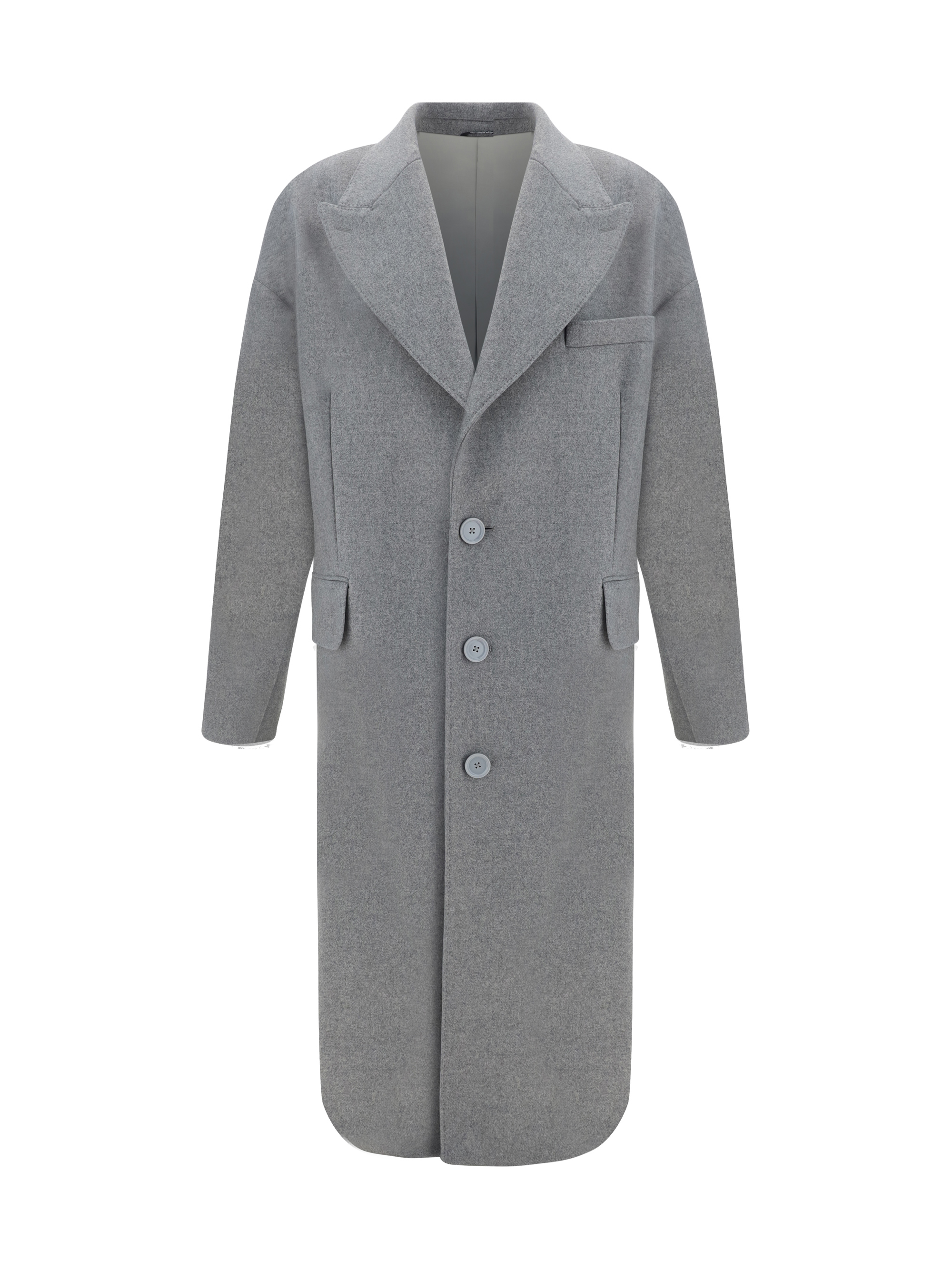 Dolce & Gabbana Oversize Single-breasted Wool-blend Coat In Melange Grigio