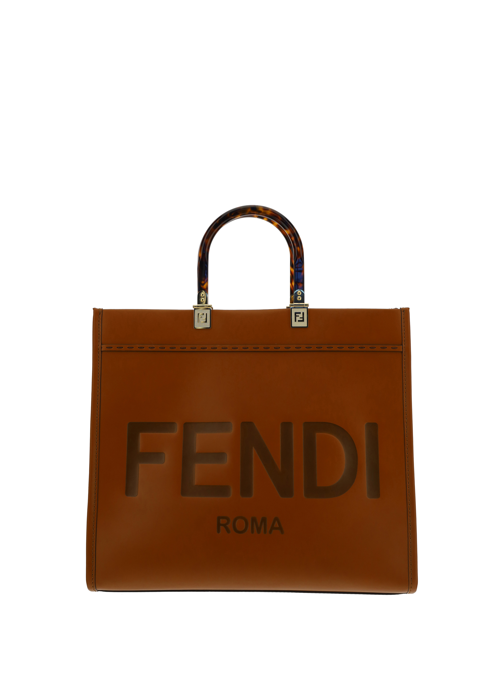 Shop Fendi Sunshine Tote Bag In Cuoio+oro Soft