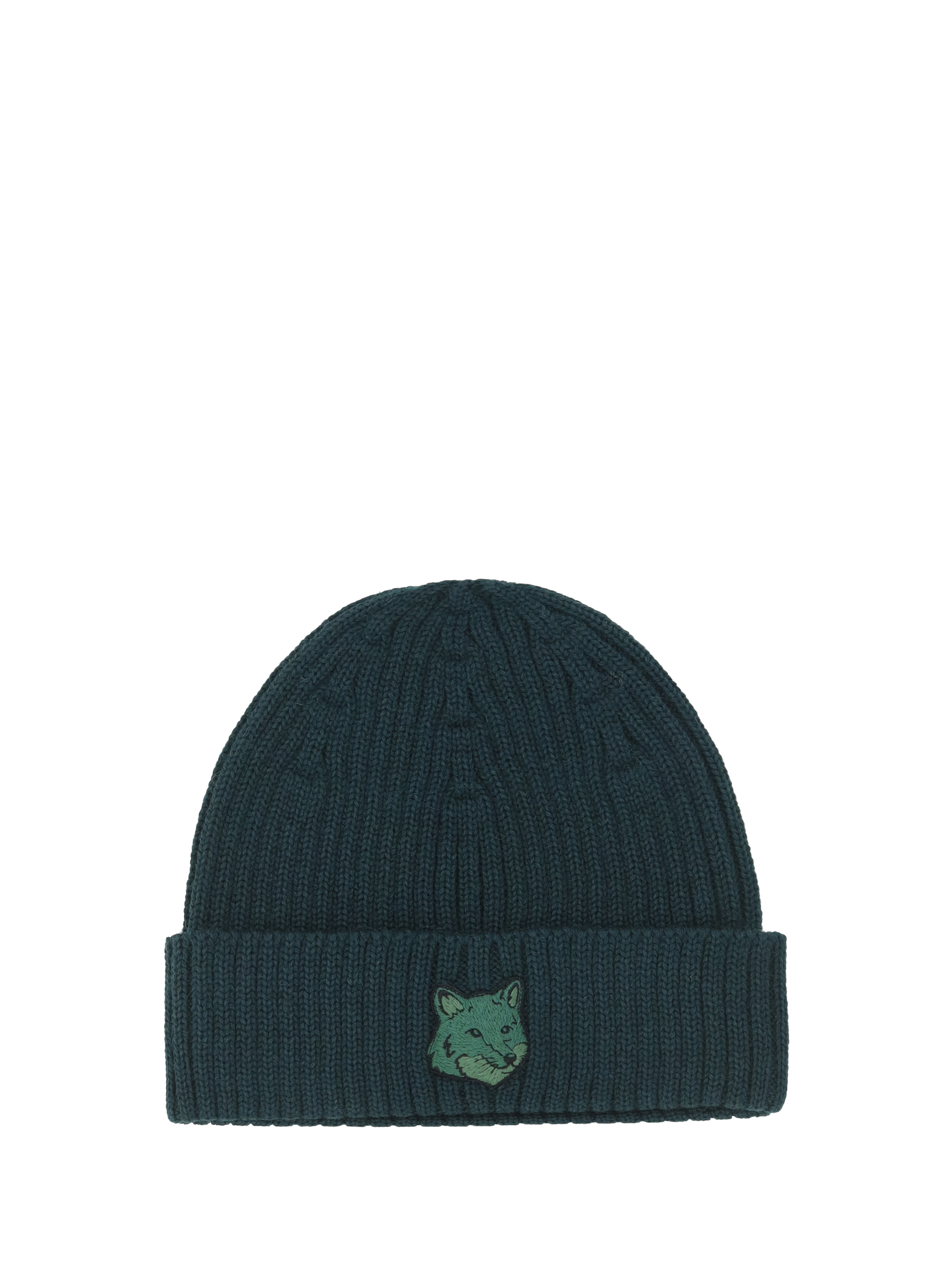 Shop Maison Kitsuné Bold Fox Head Beanie In Ranger Green