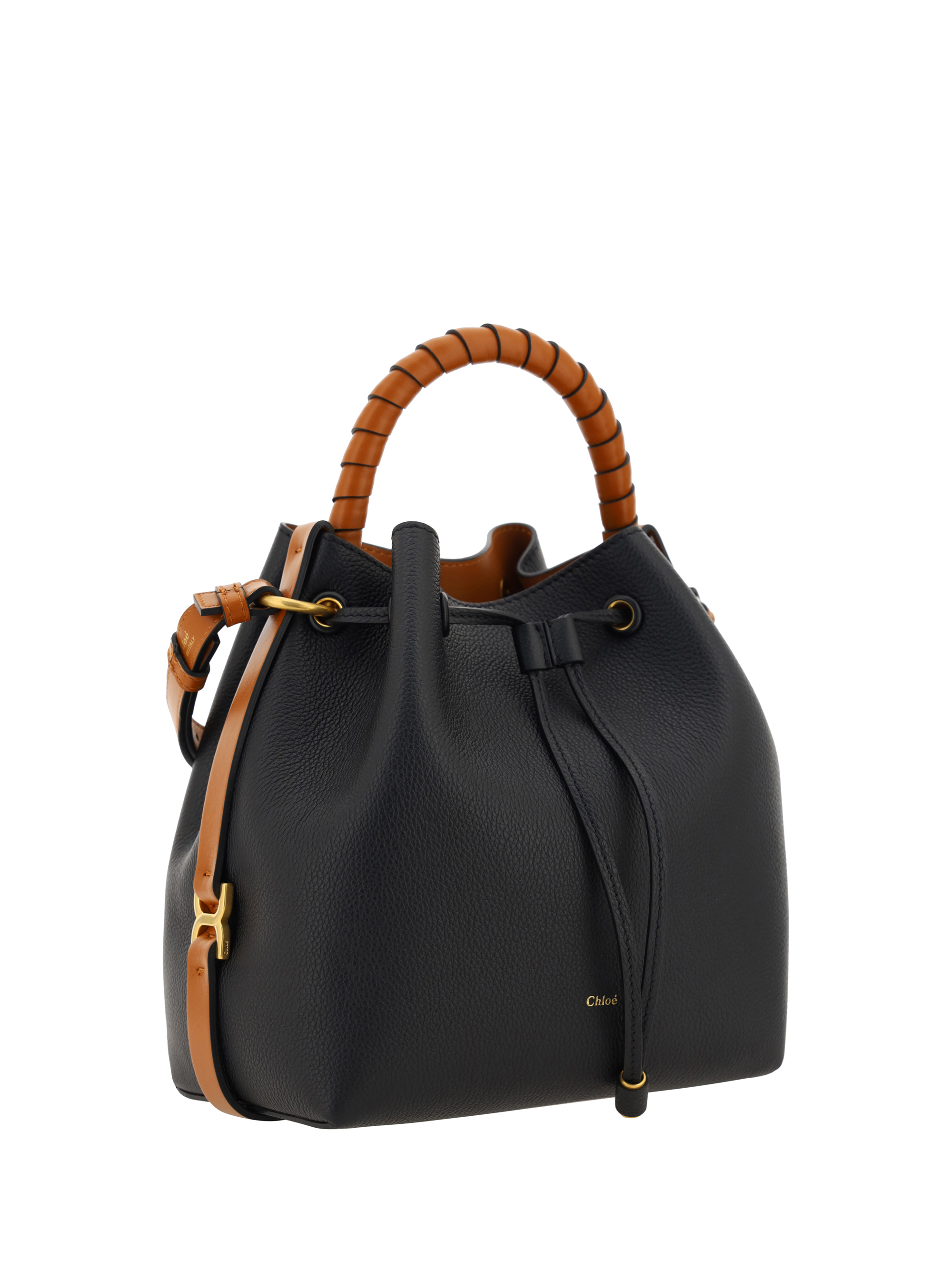 Marcie Small Leather Bucket Bag in Brown - Chloe