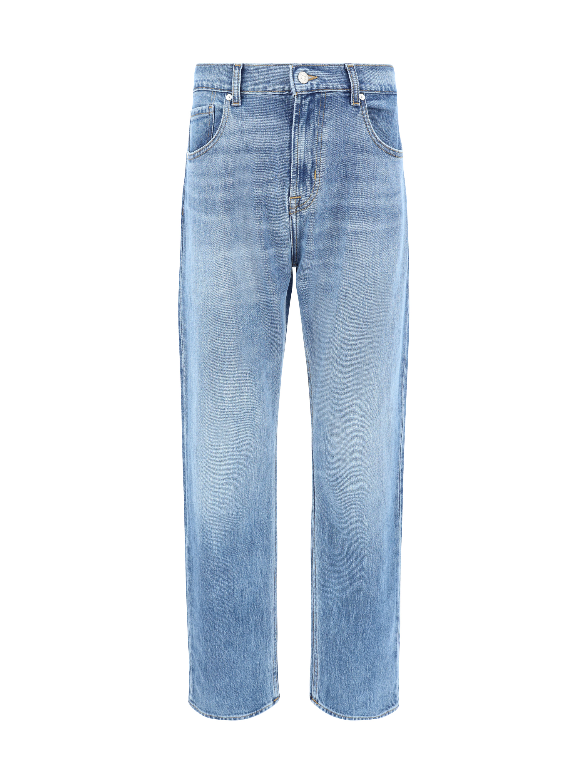 Shop 7for The Straight Underline Jeans In Light Blue