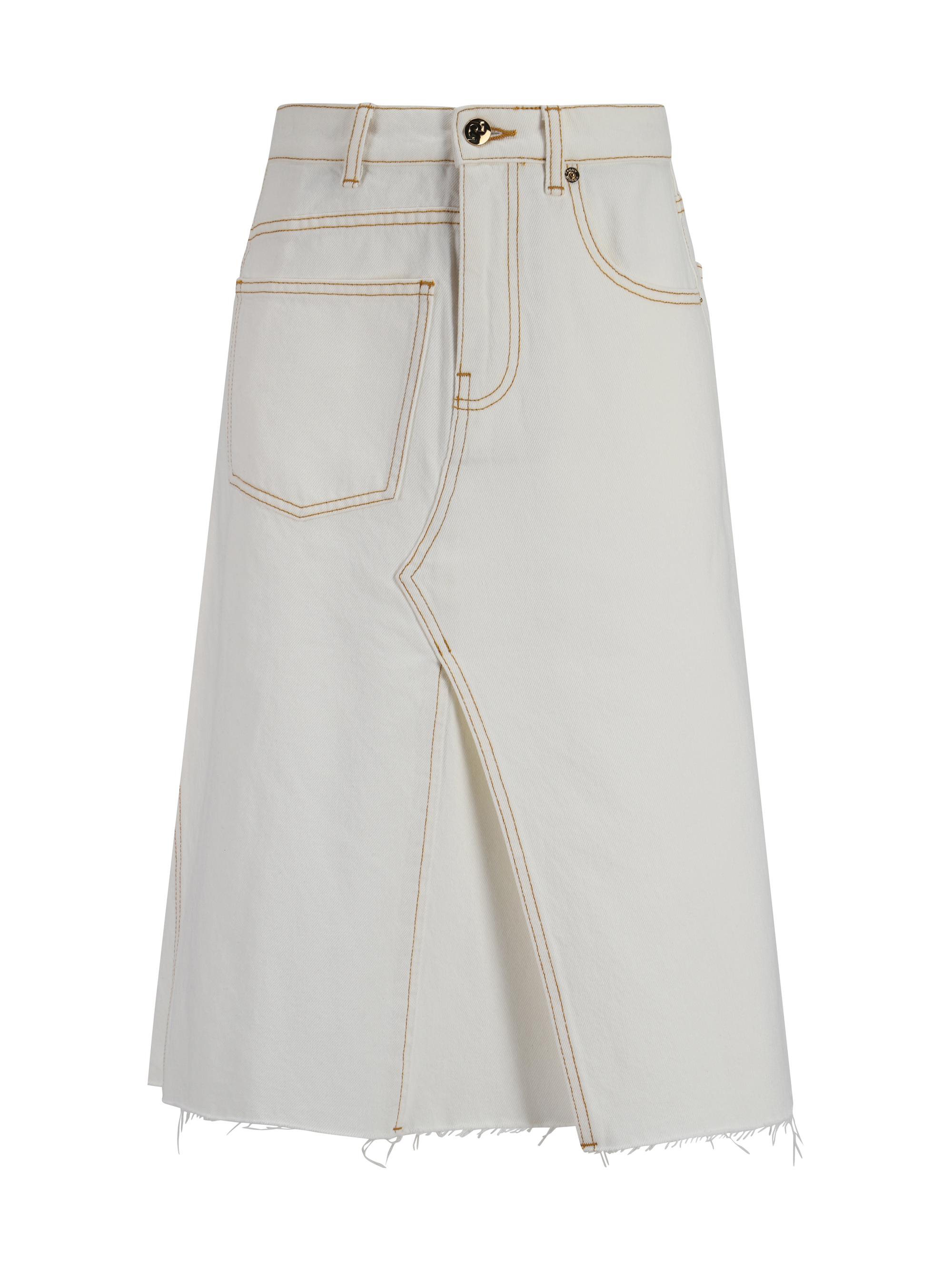 Shop Tory Burch Denim Skirt In Chalk