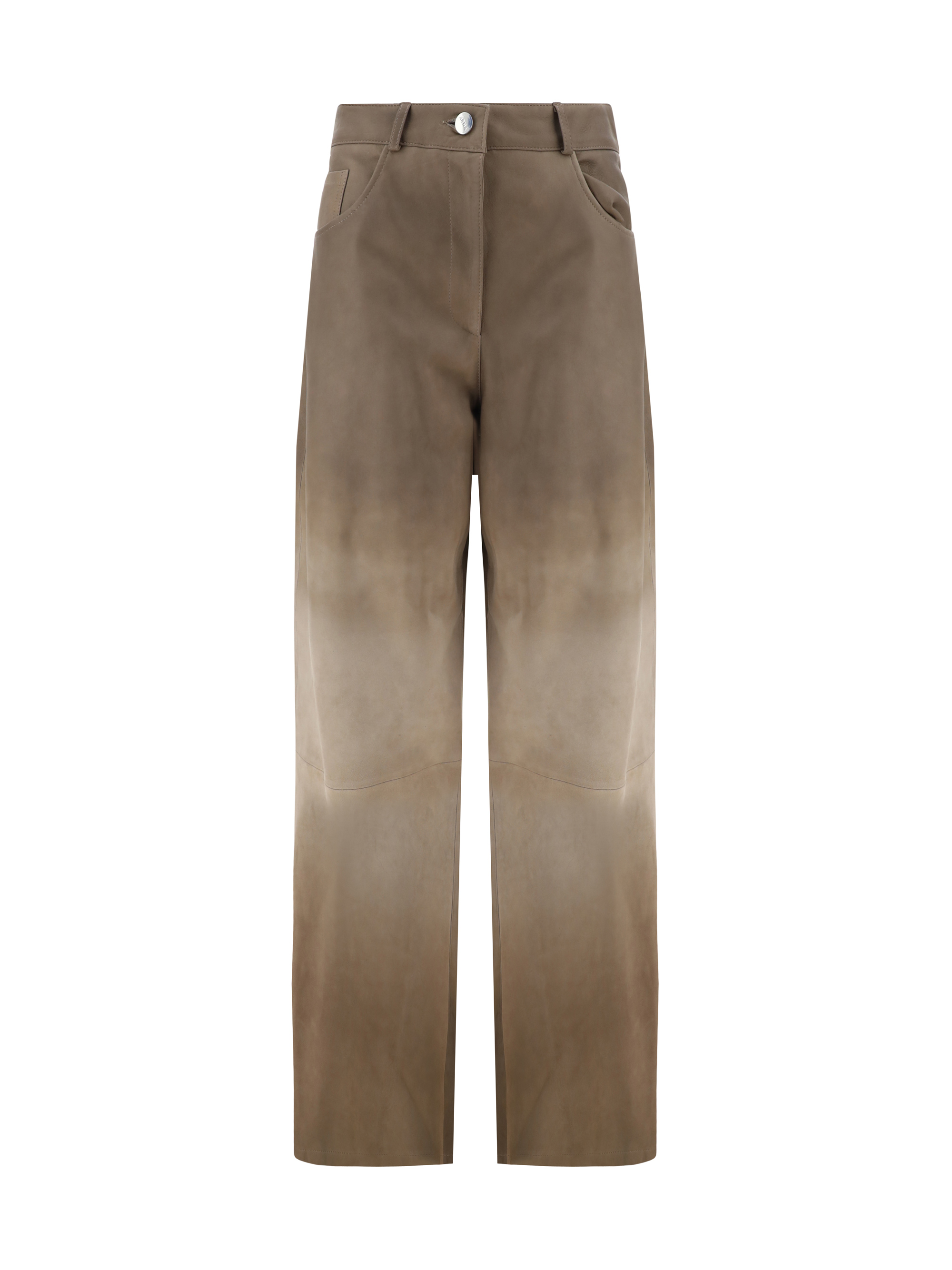 Shop Arma Leather Catania Pants In Grey-silver-green