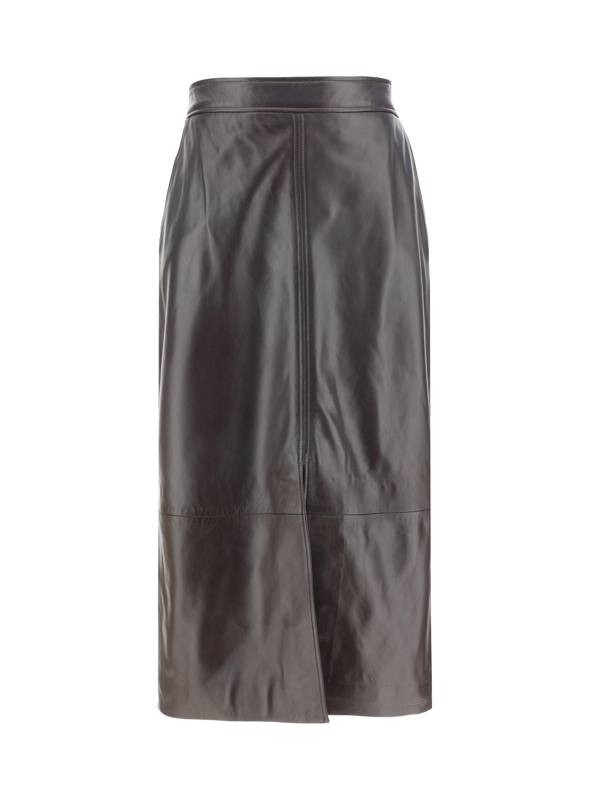 Shop Arma Leather Arkina Skirt In Mud Brown