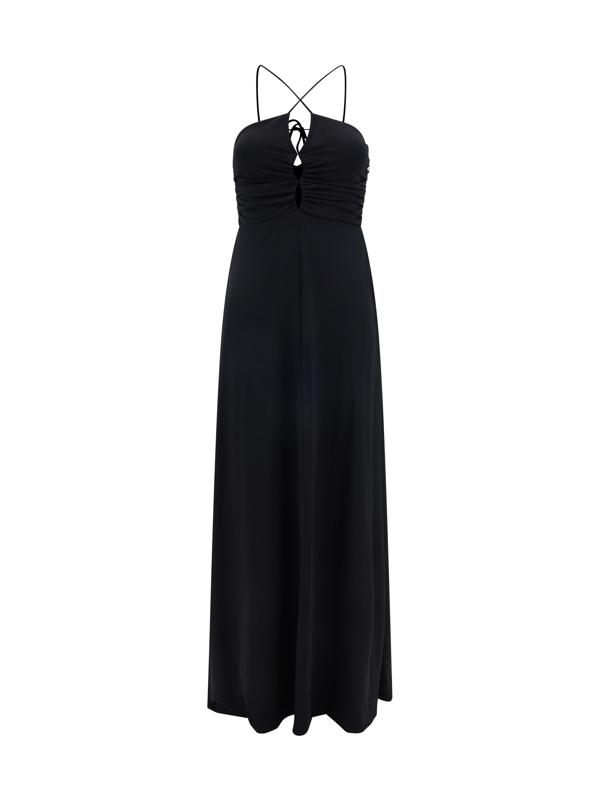 Ganni Crepe Jersey Maxi Dress In Black