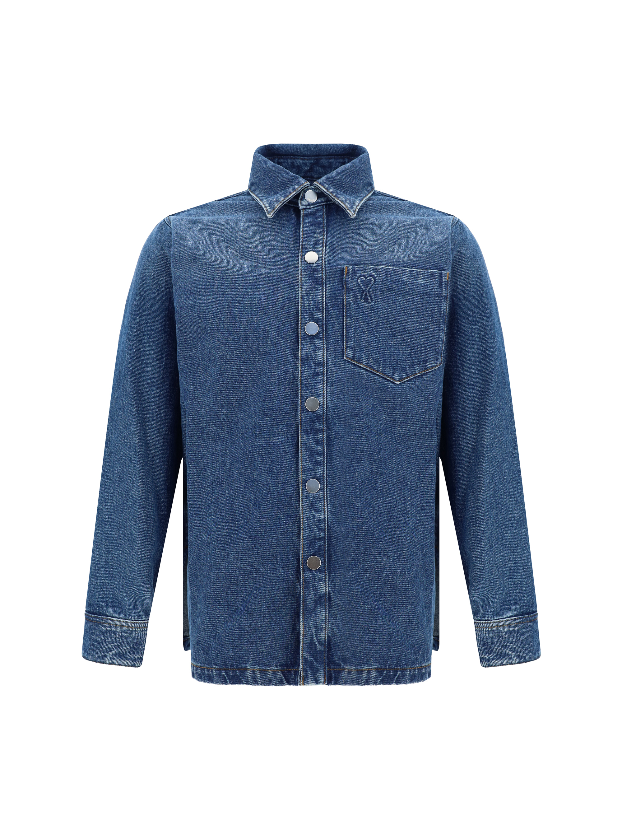 Shop Ami Alexandre Mattiussi Denim Shirt In Used Blue