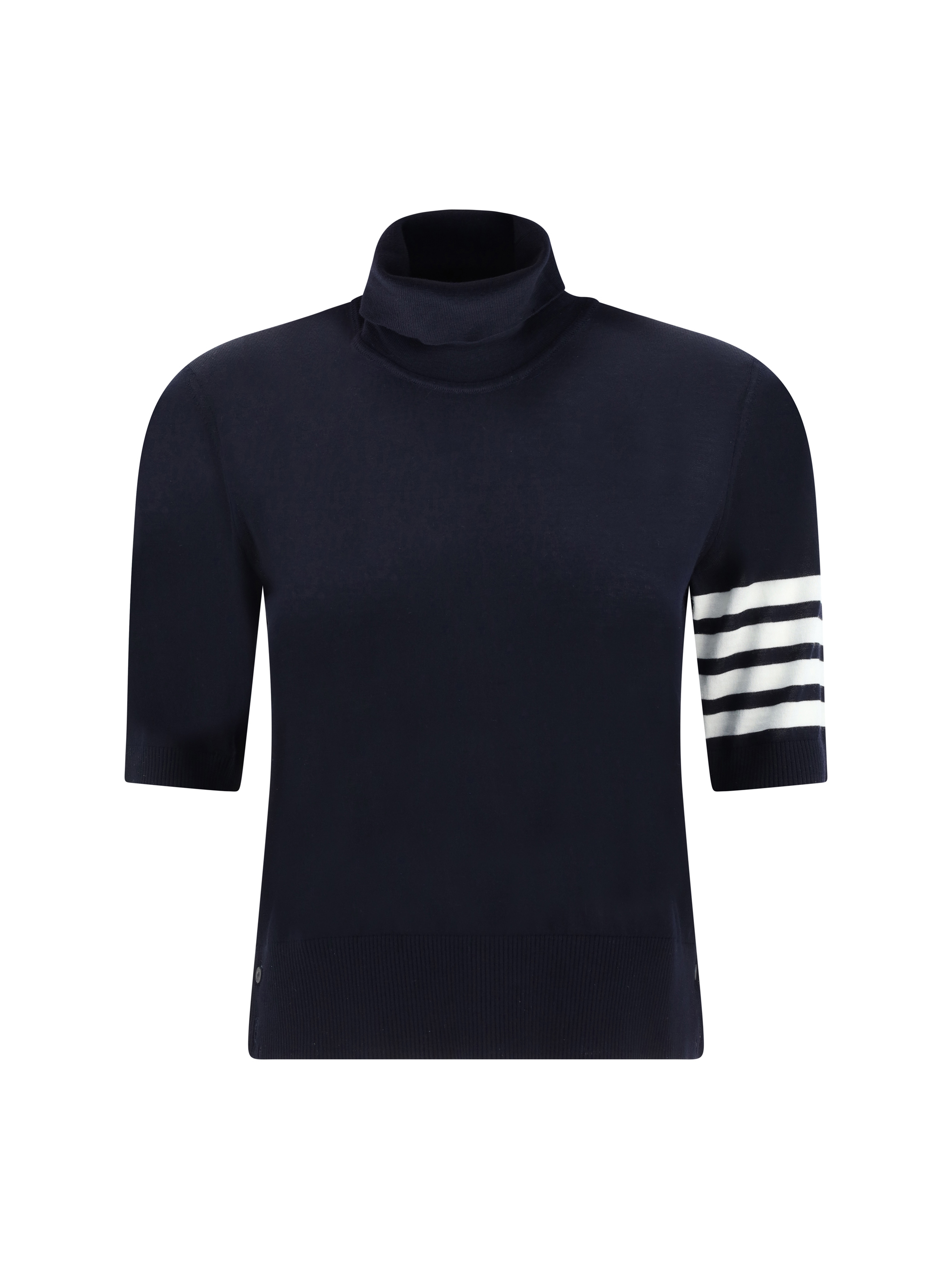 Thom Browne '4-bar' Black Wool Turtleneck Sweater In Navy
