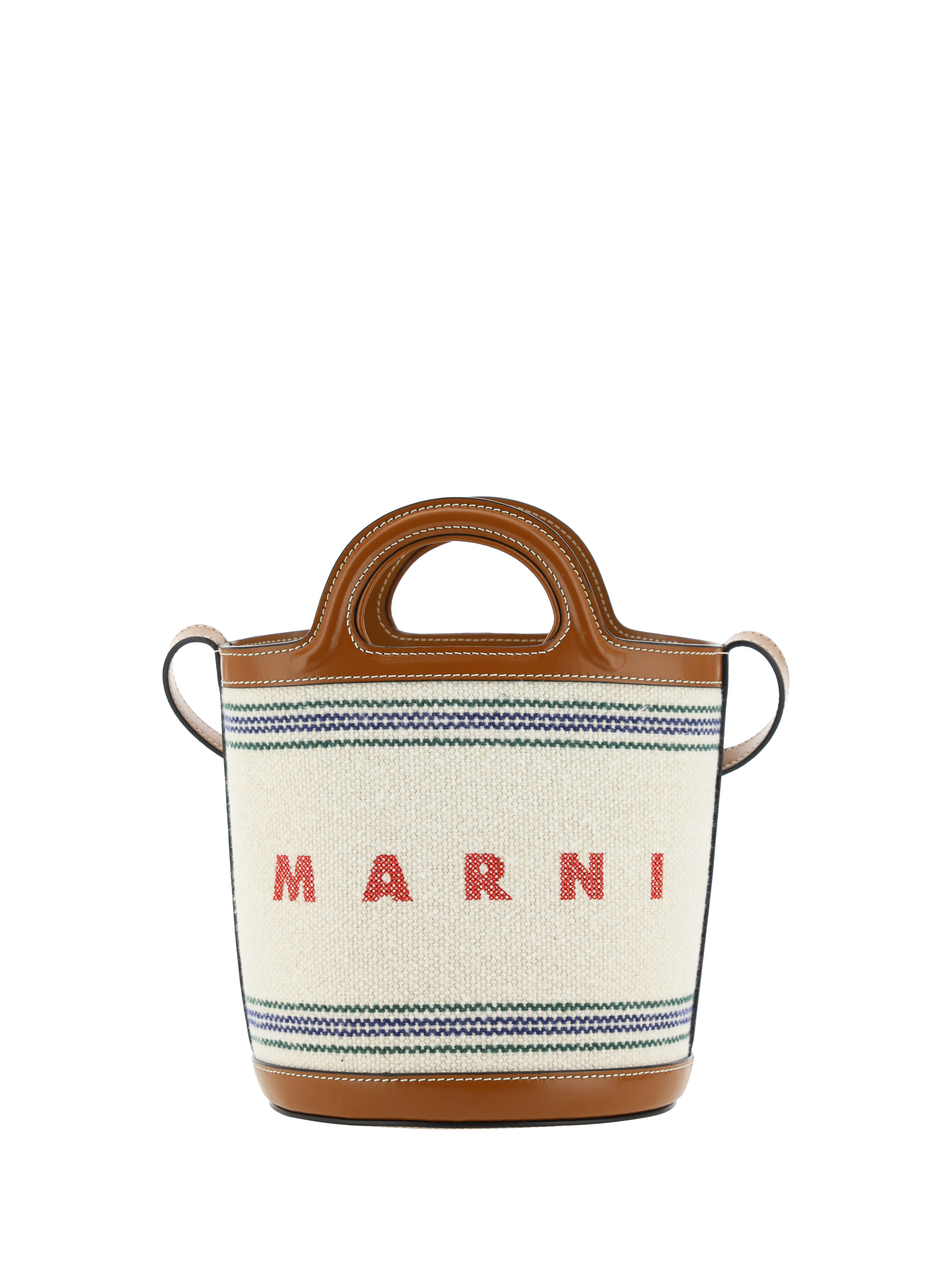 Marni Tropicalia Bucket Bag In Natural/moka