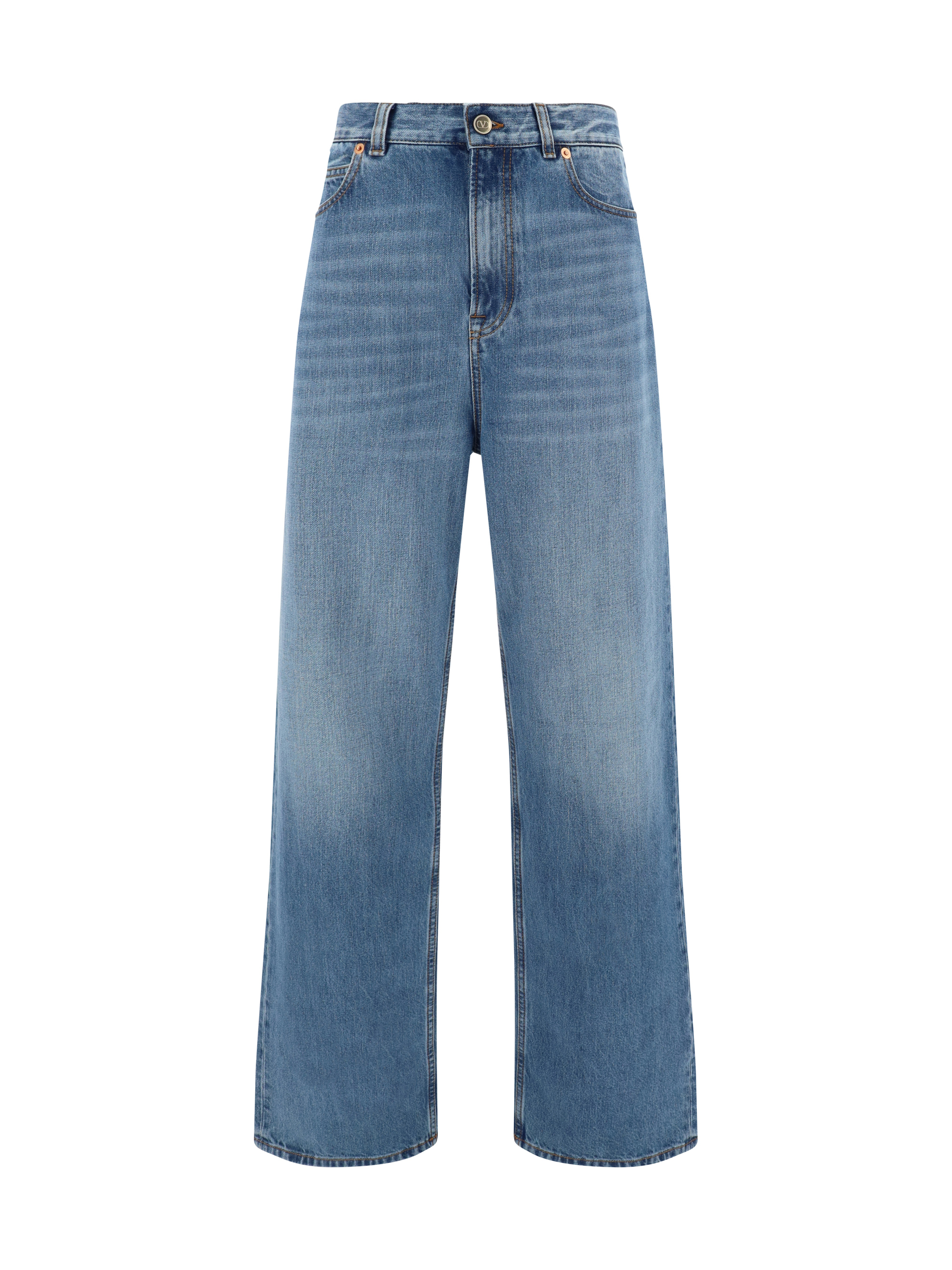 Shop Valentino Pap Solid Jeans In Denim Blu Lav Chiaro