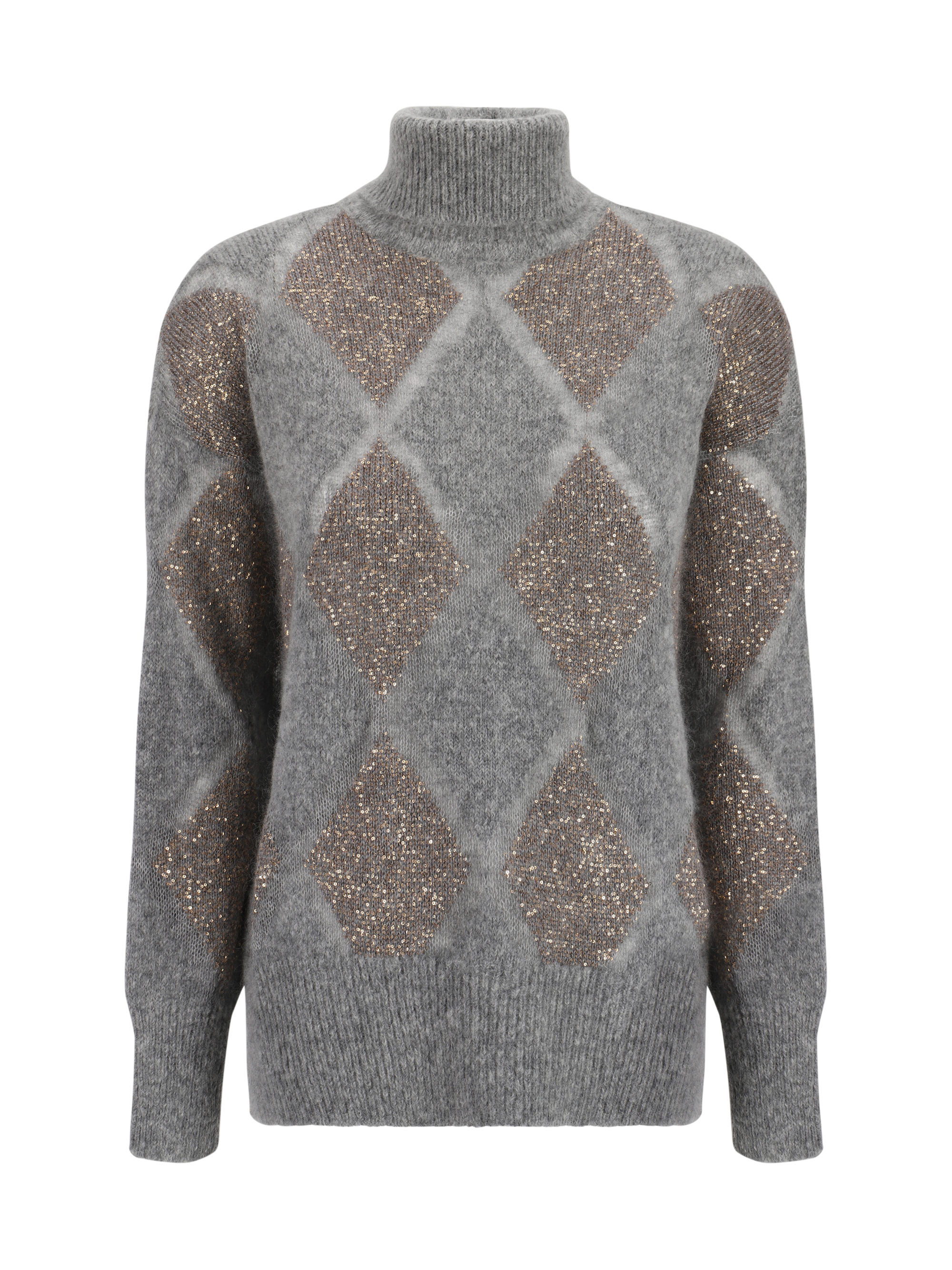 Shop Brunello Cucinelli Turtleneck Sweater In Grigio Medio+piombo