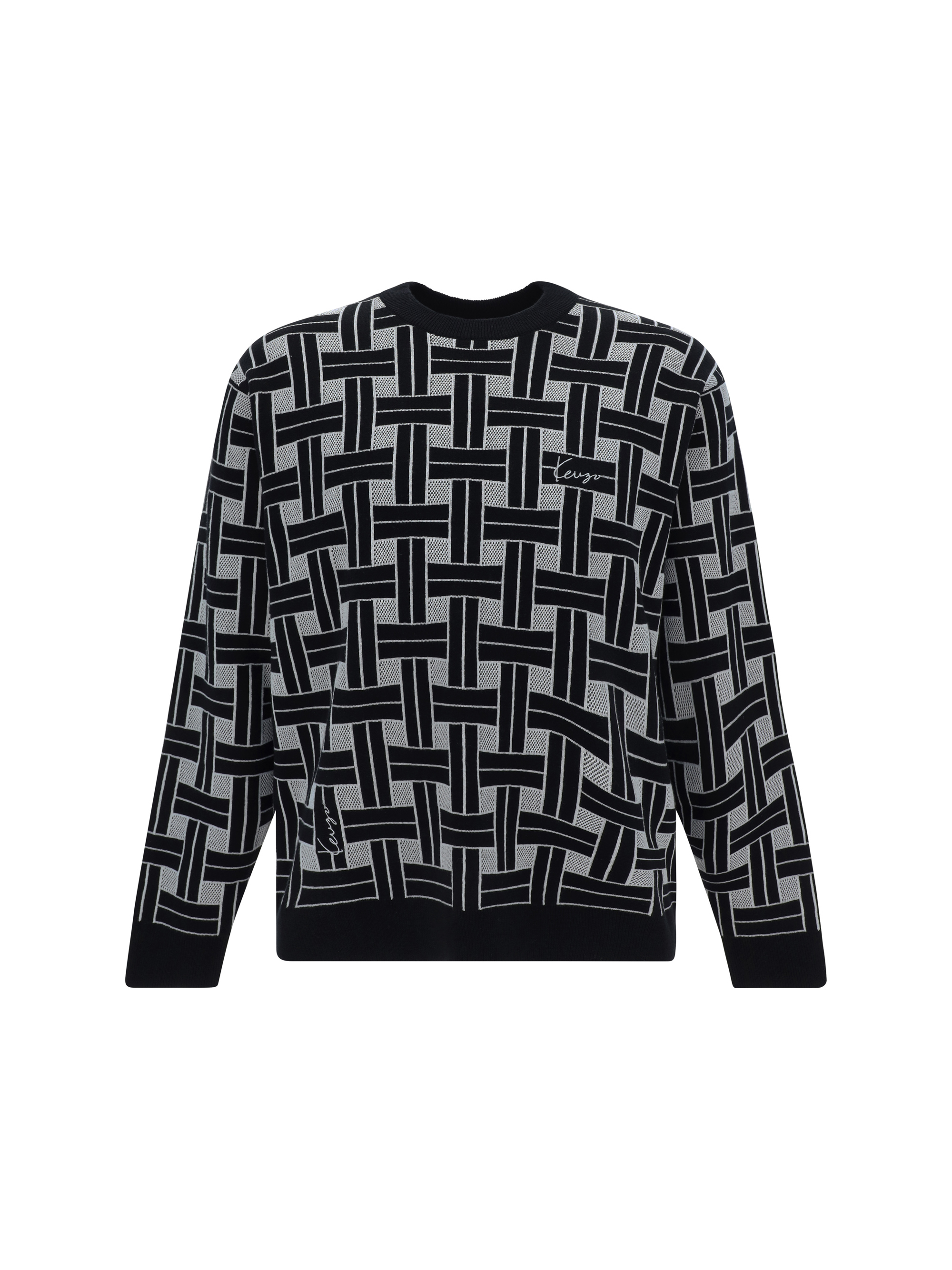 Shop Kenzo Weave Jumper In Black