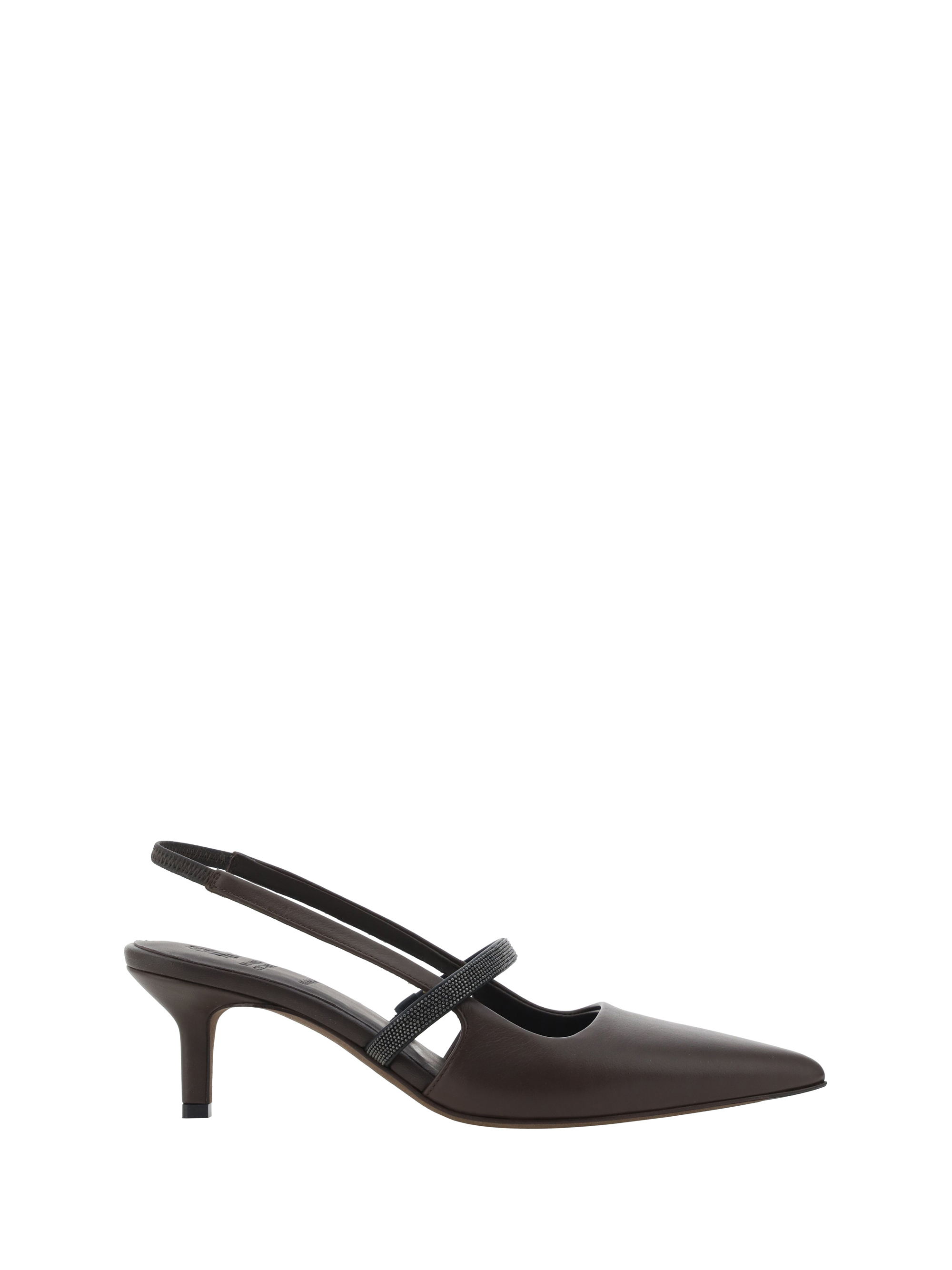 Brunello Cucinelli Bead-embellished Leather Slingback Pumps In Testa Moro