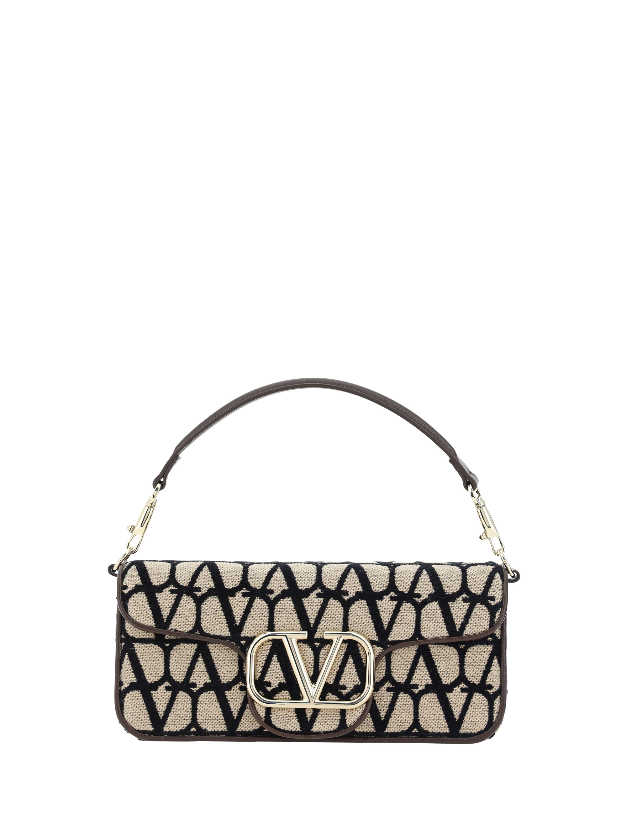 Shop Valentino Locò Toile Iconographe Handbag In Naturale-nero/fondant