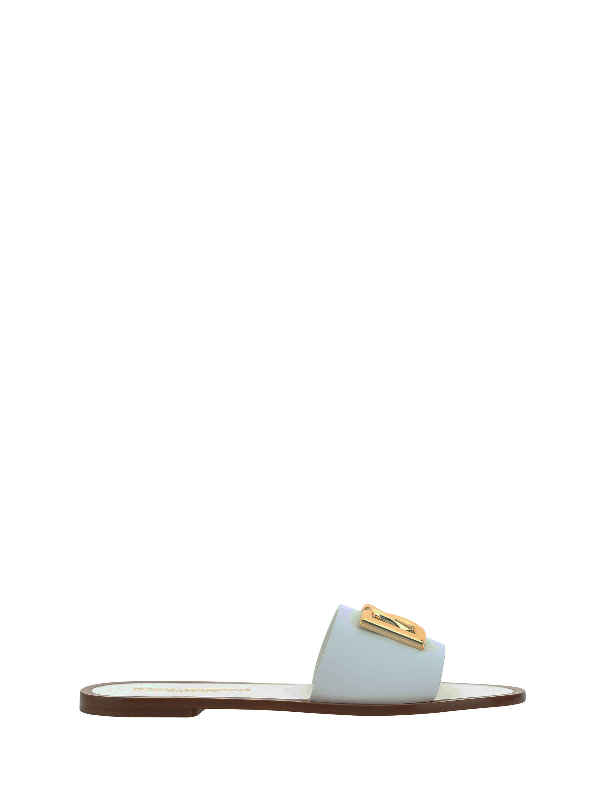 Dolce & Gabbana Slide Sandals In Bianco Ottico
