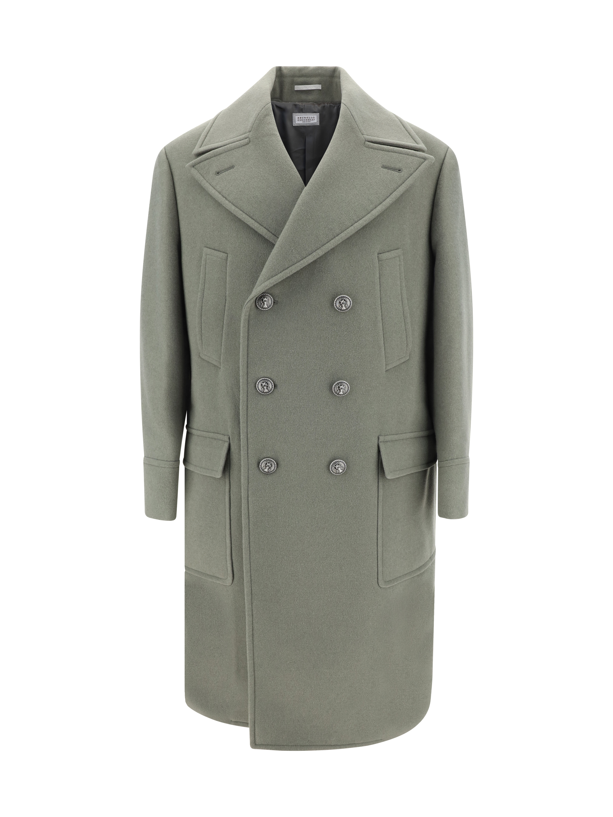 Shop Brunello Cucinelli Coat In Militare/grigio Medio