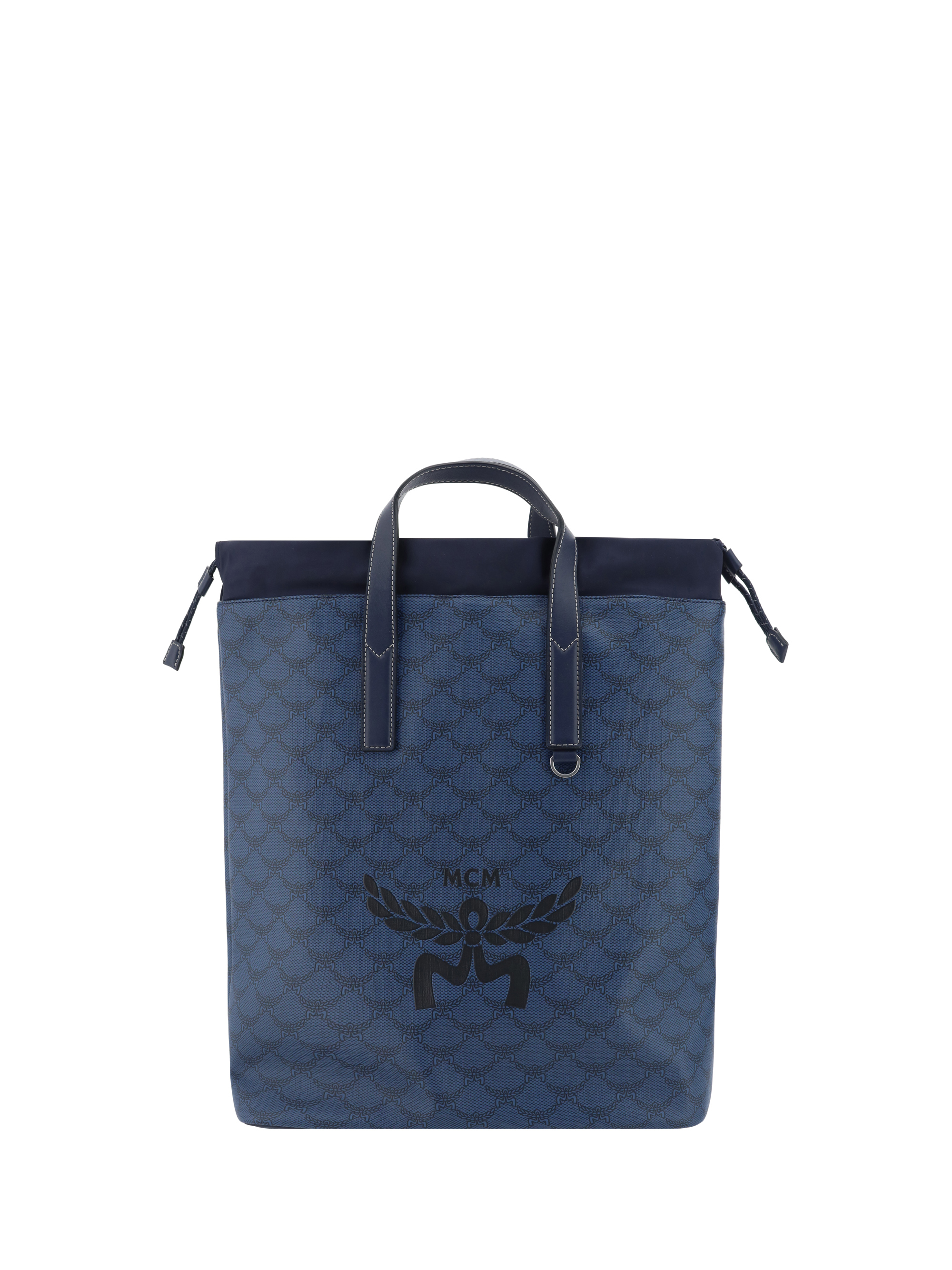 Shop Mcm Himmel Drawstring Backpack In Navy Blazer / Black