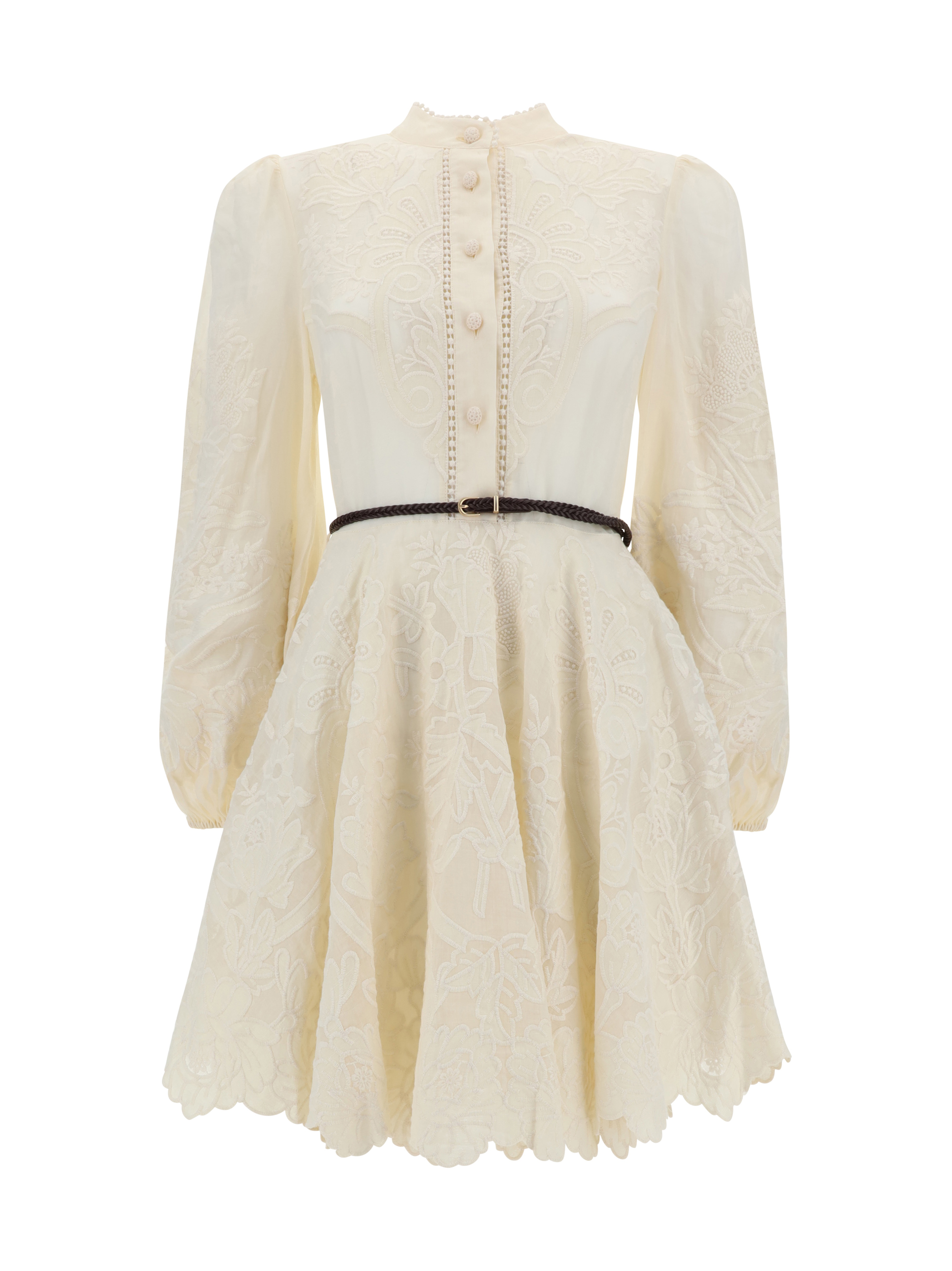 Shop Zimmermann Ottie Mini Dress In Cream