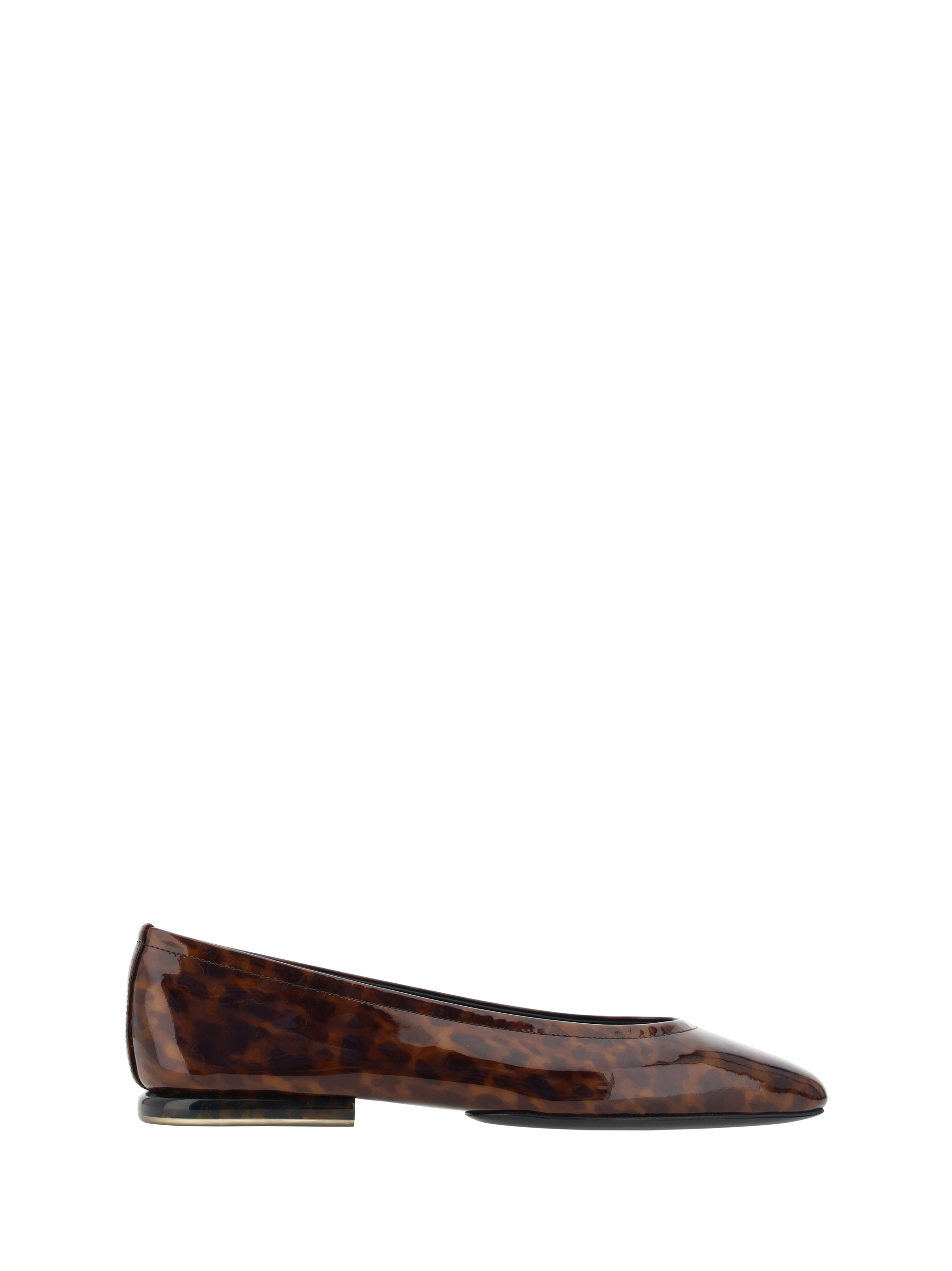 Shop Loro Piana Ballerinas In Brown Patent Animalier