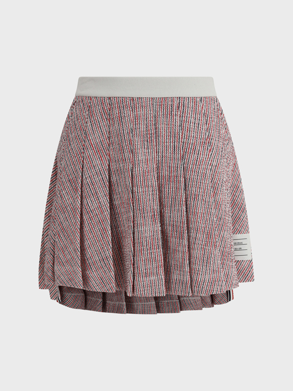 Tweed pleated desig Miniskirt