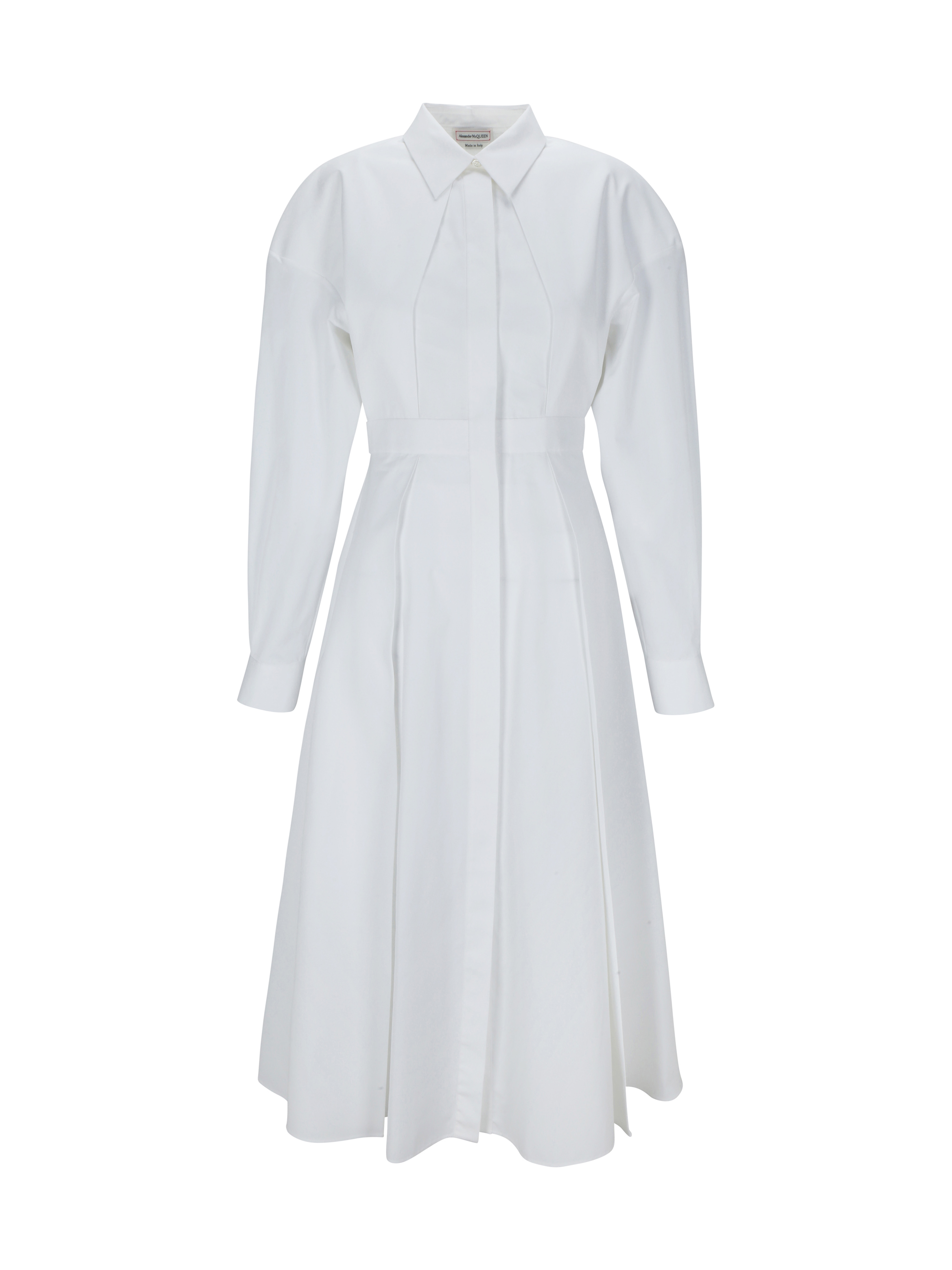 Shop Alexander Mcqueen Chemisier Dress In Optical White
