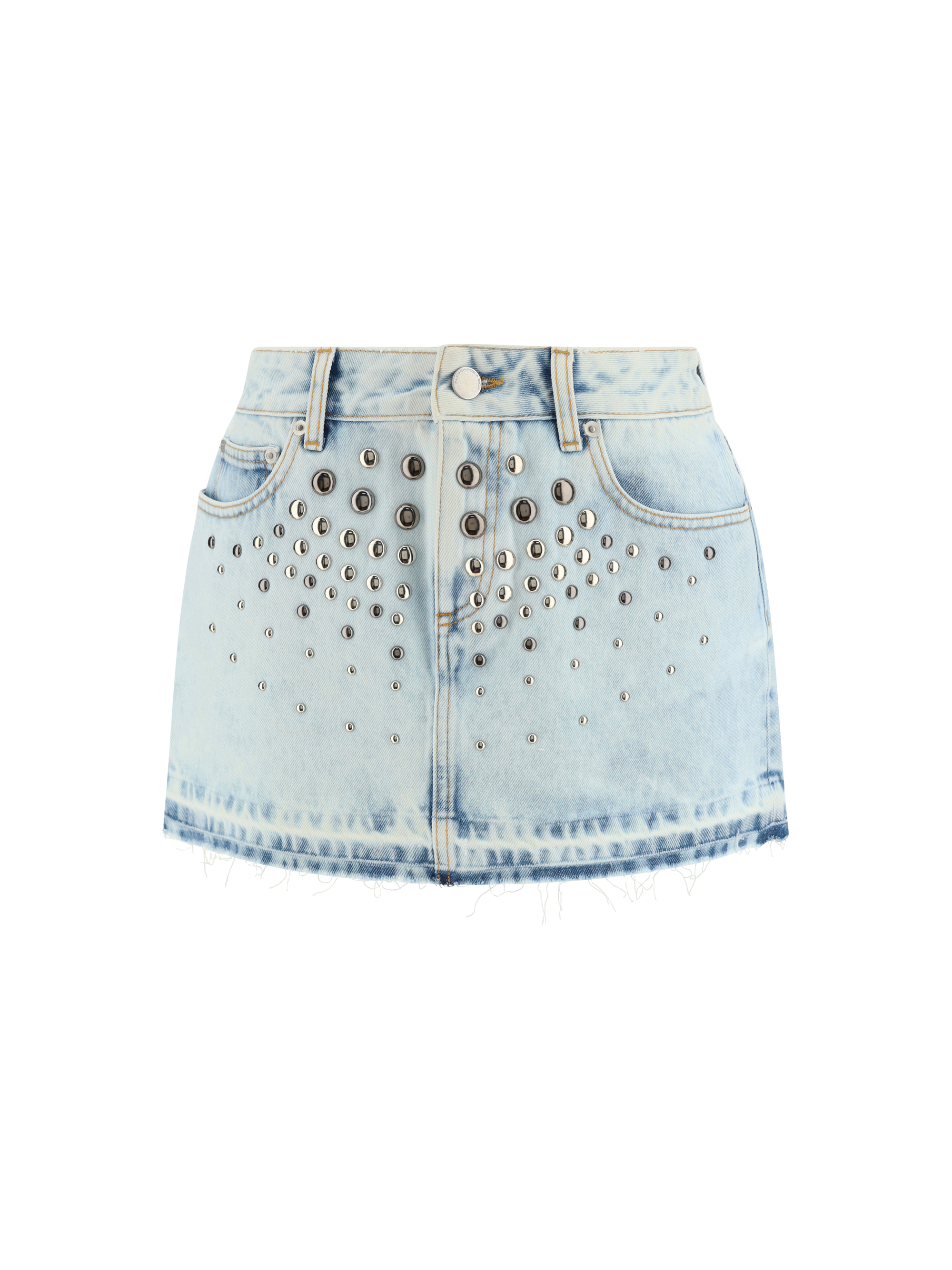 Alessandra Rich Denim Mini Skirt In Light Blue