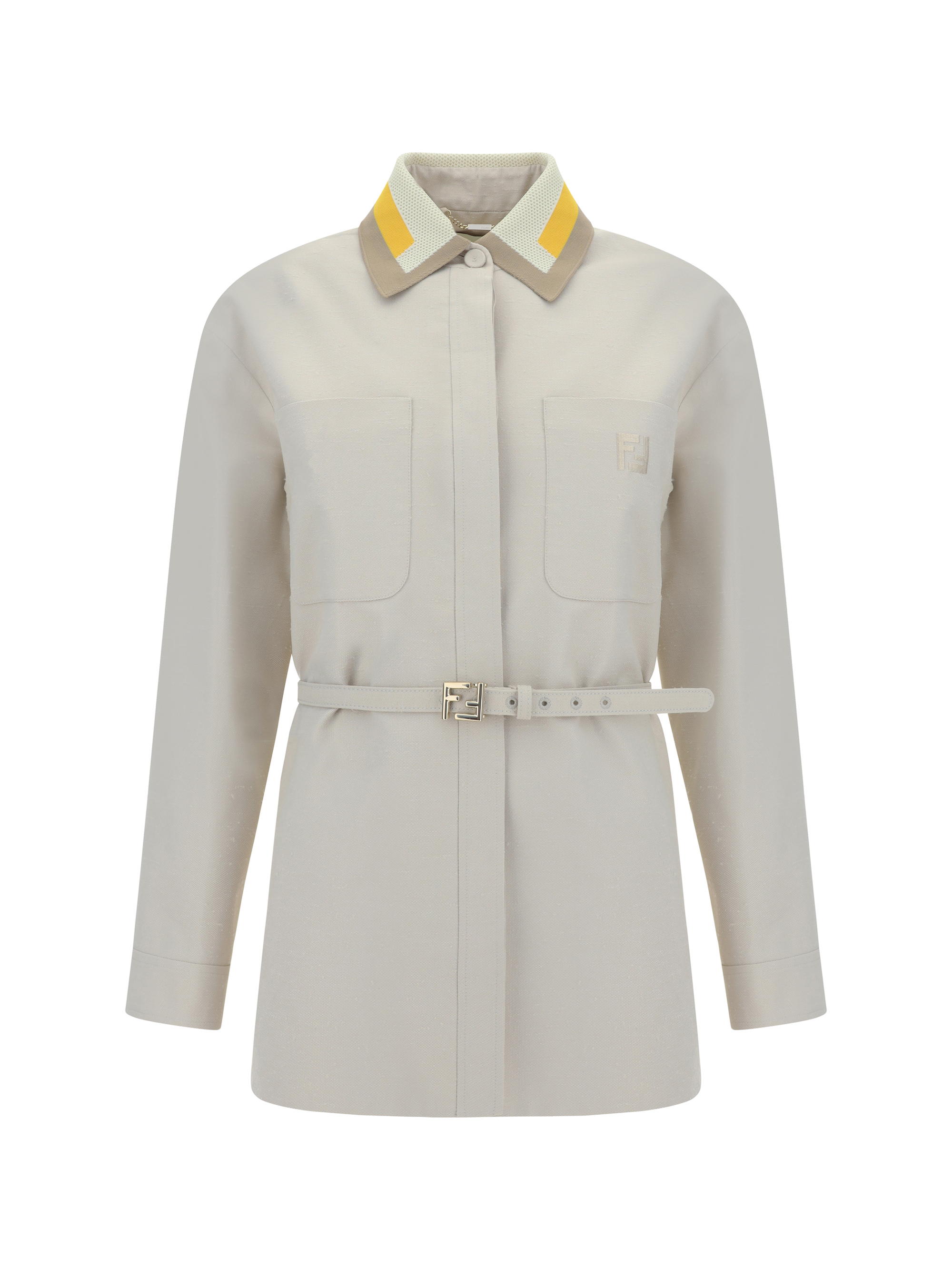 Fendi Beige Go-to Jacket Jacket In Linen
