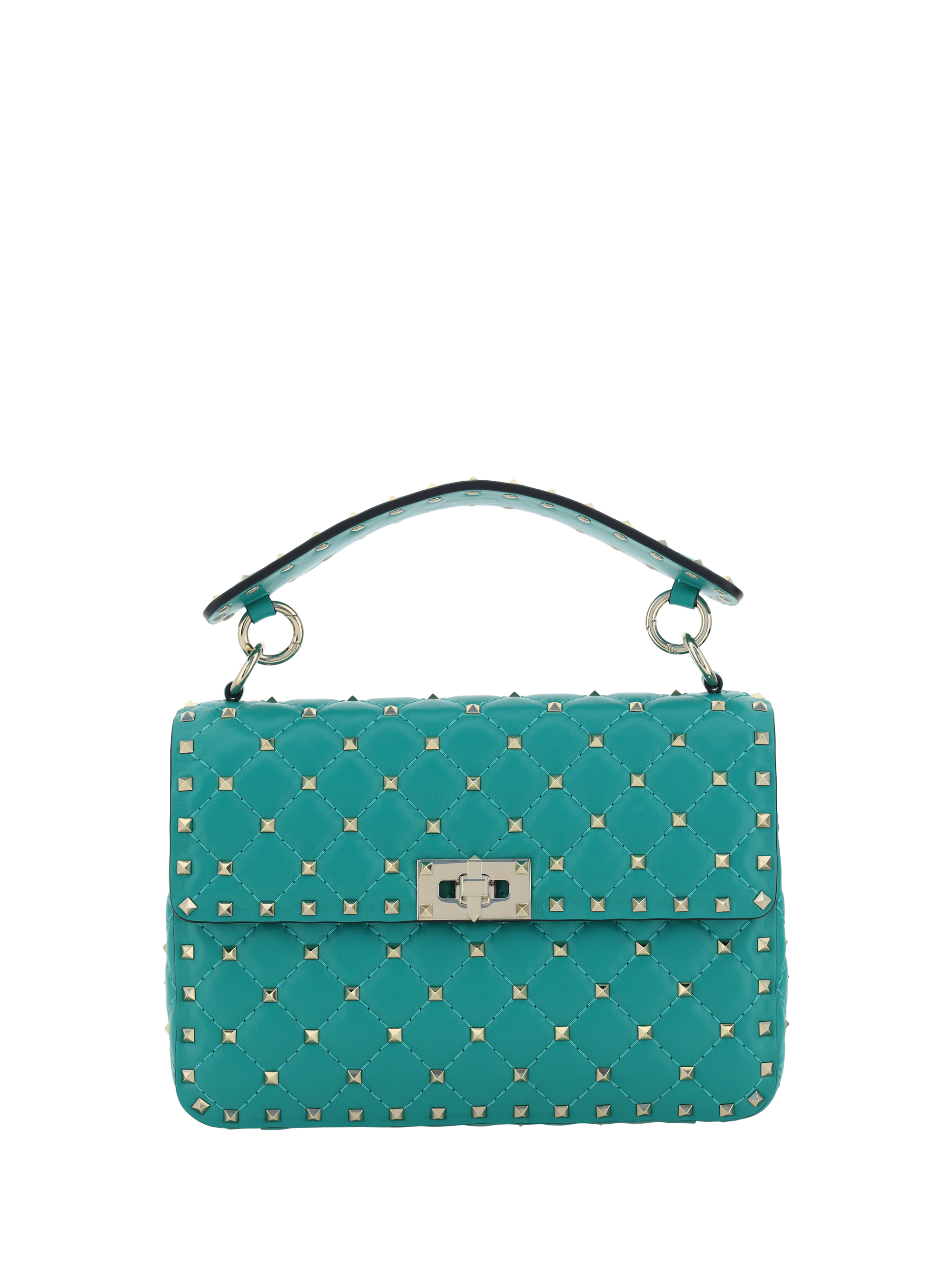 Shop Valentino Rockstud Spike Handbag In Peacock Green