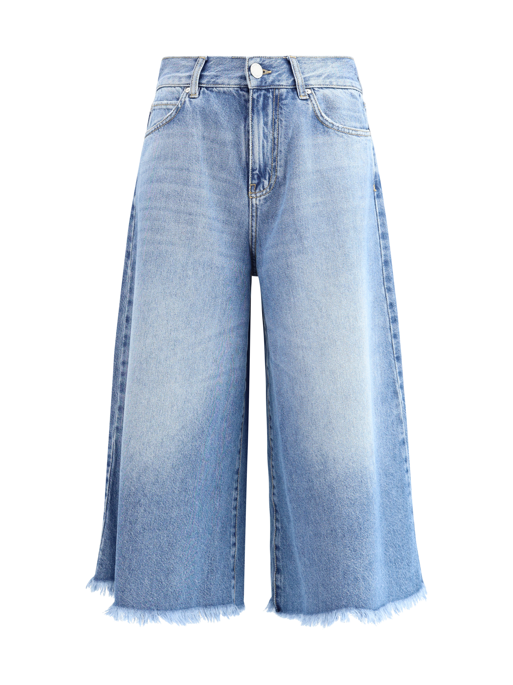 Knee-length denim shorts