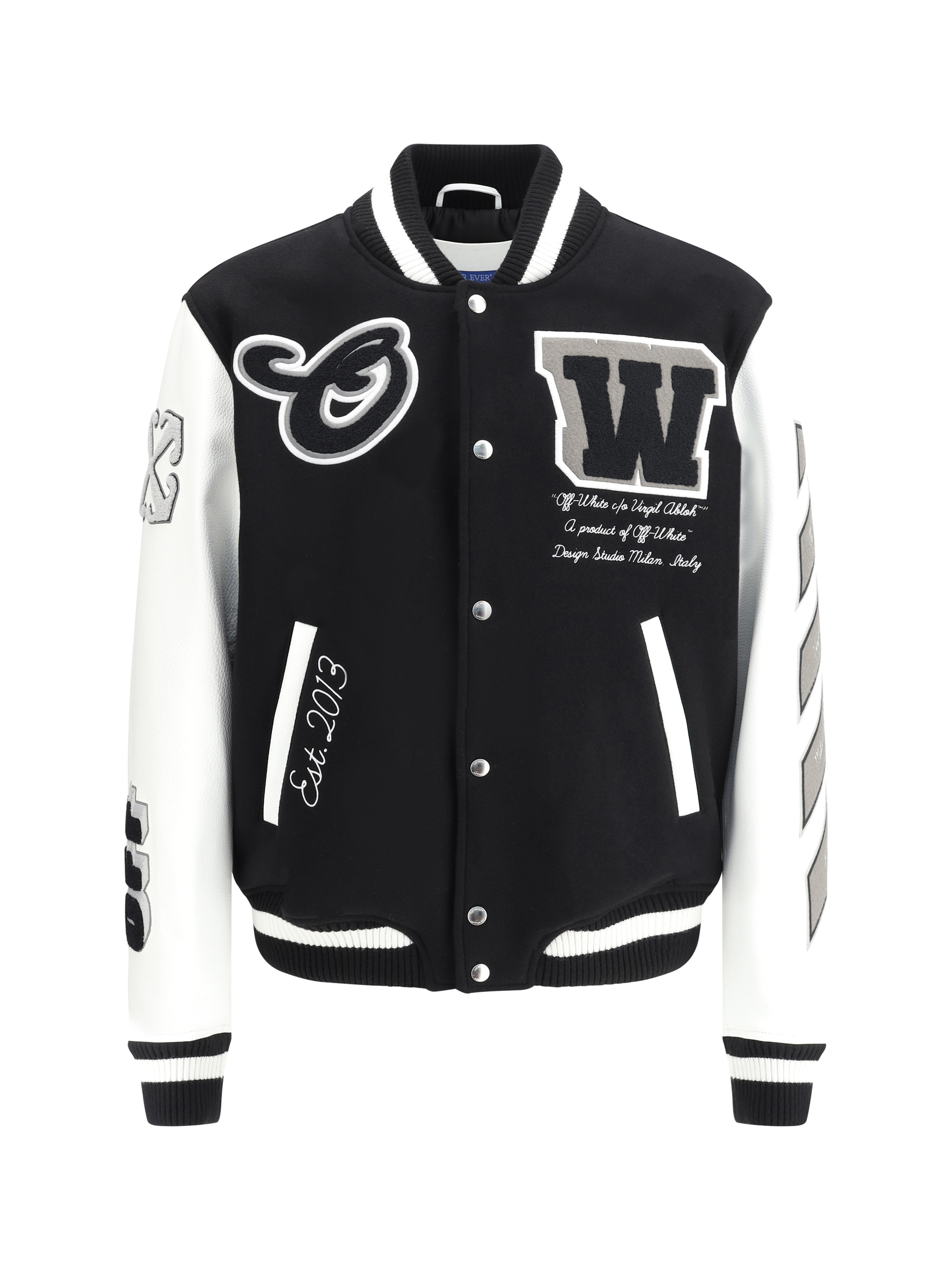 Leather and wool varsity Bomber