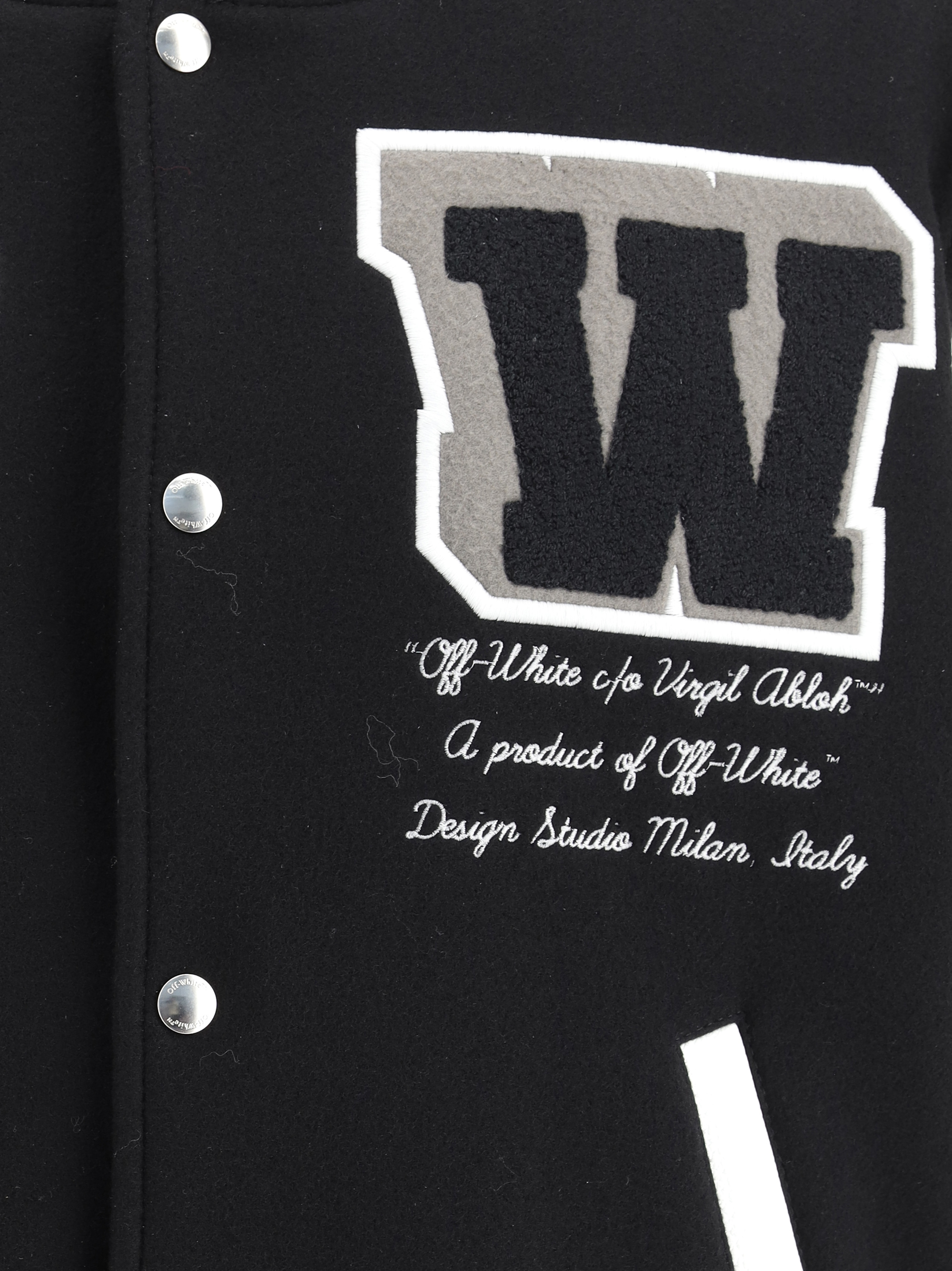 Leather and wool varsity Bomber