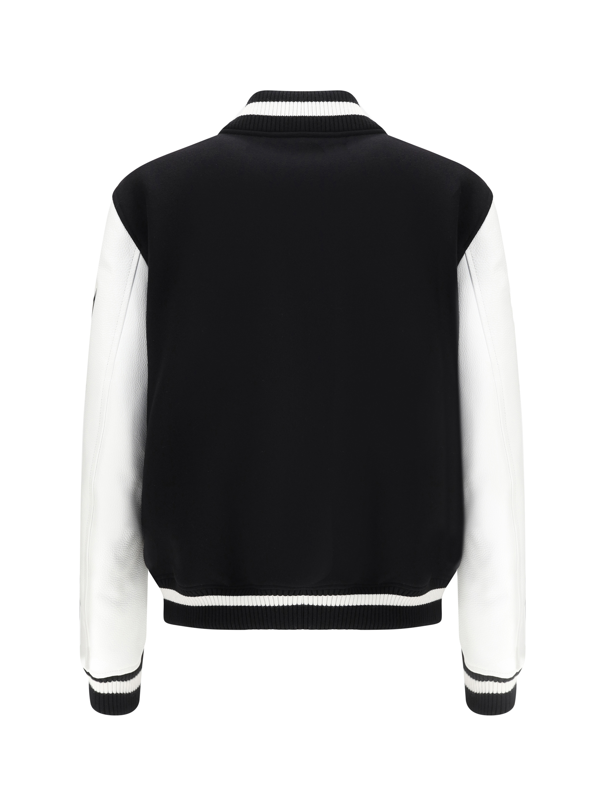 Leather and wool varsity Bomber
