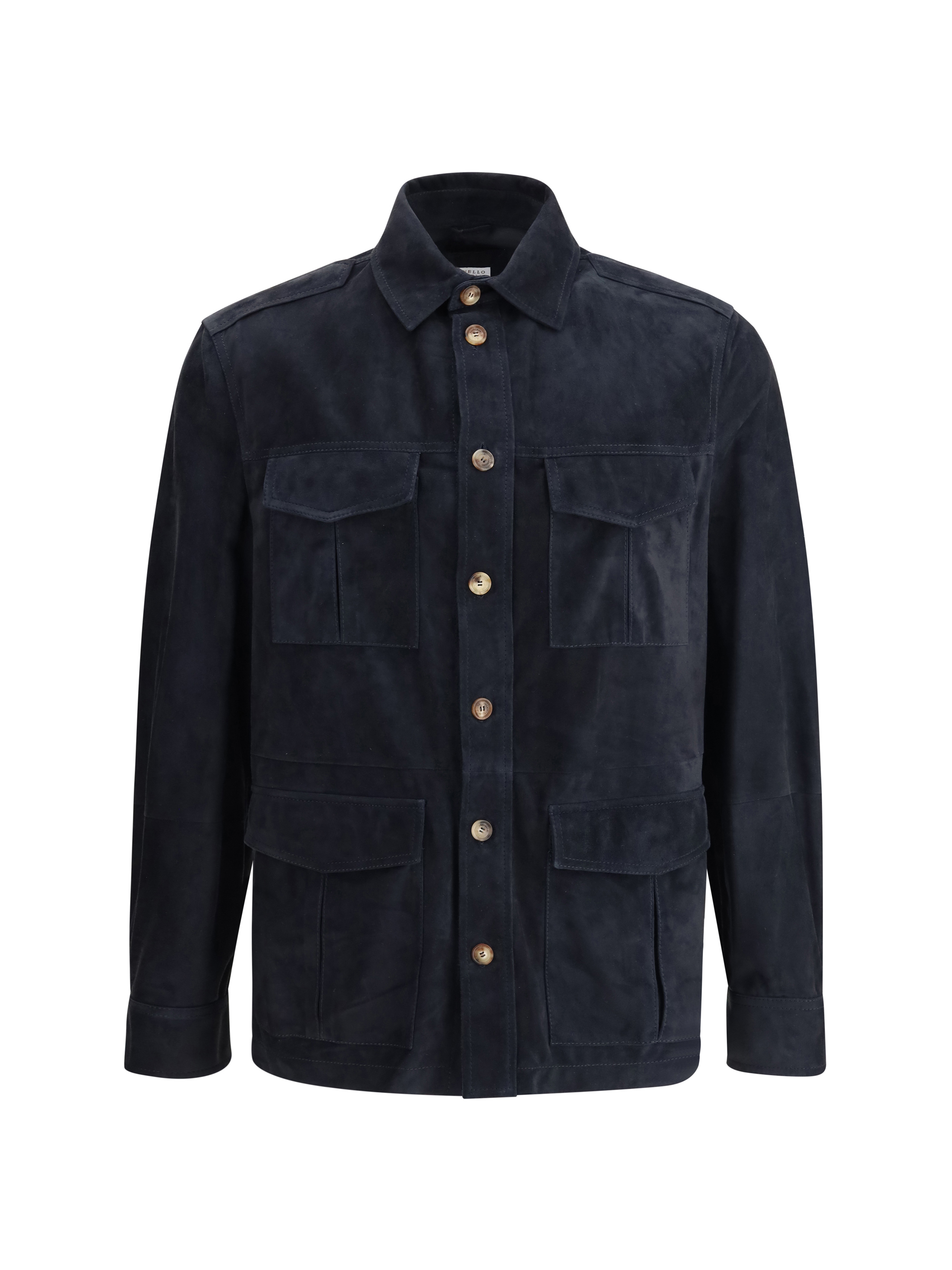 Giacca camicia in pelle scamosciata