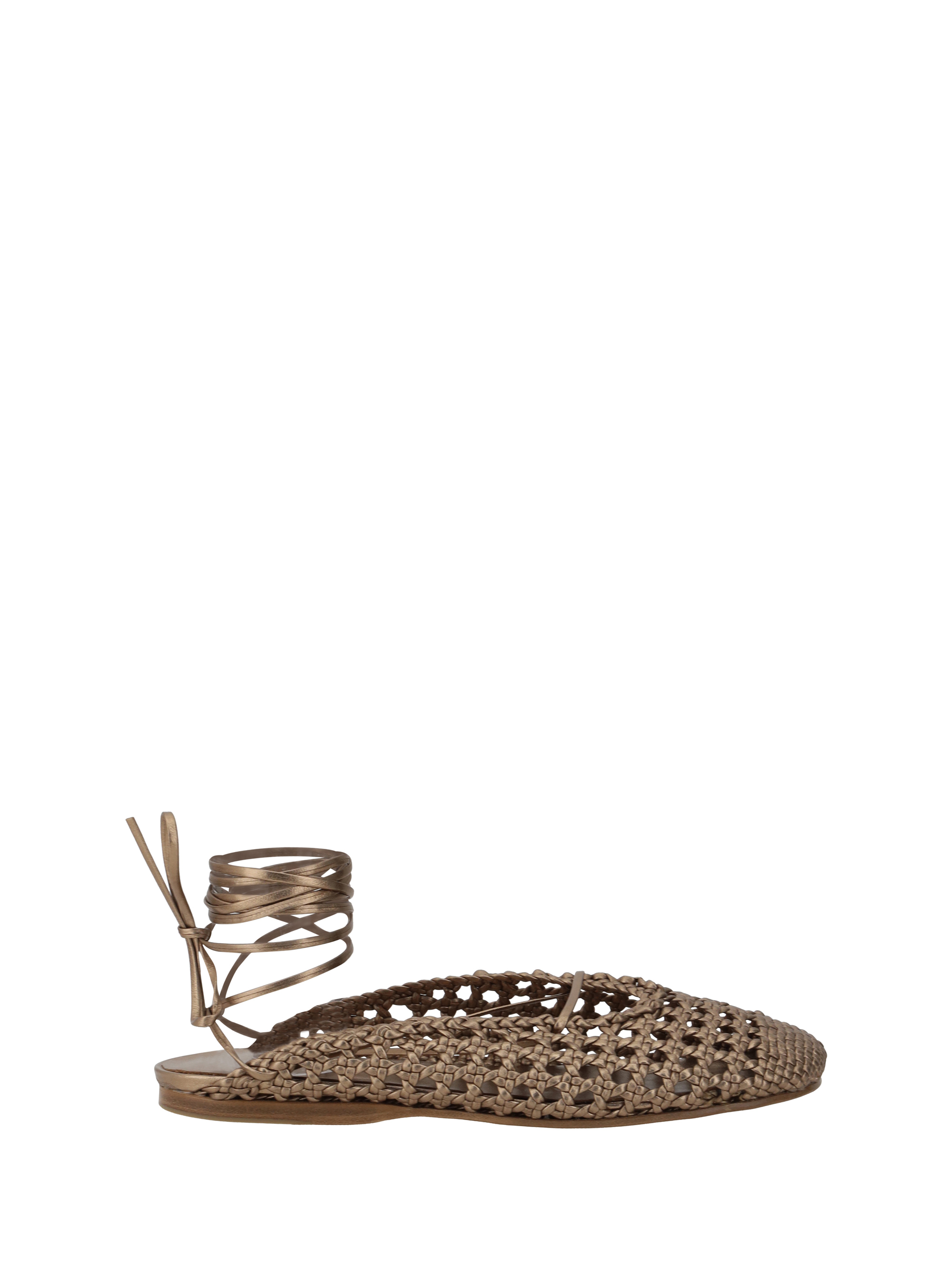 Leather net-effect Mules