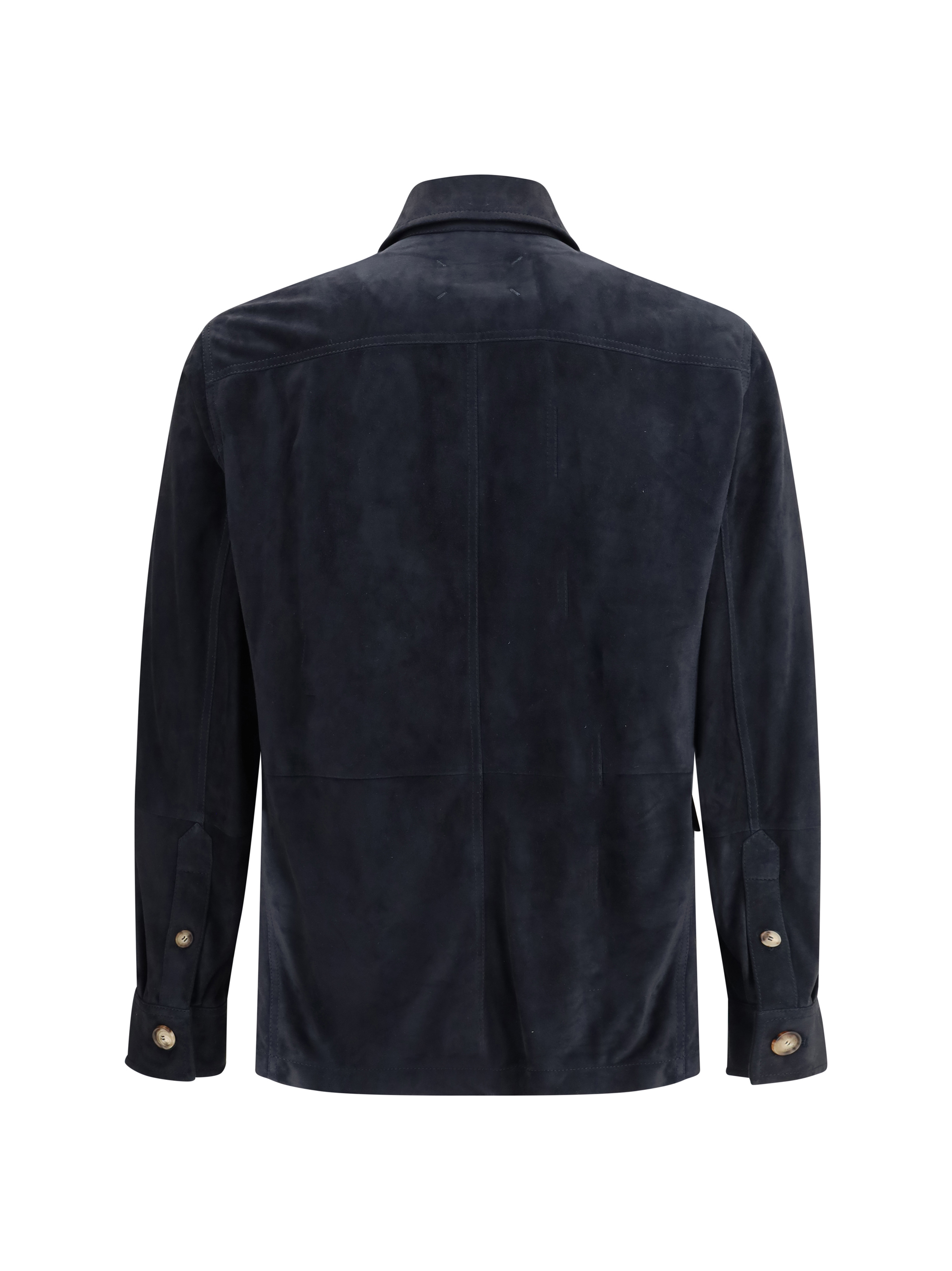 Giacca camicia in pelle scamosciata