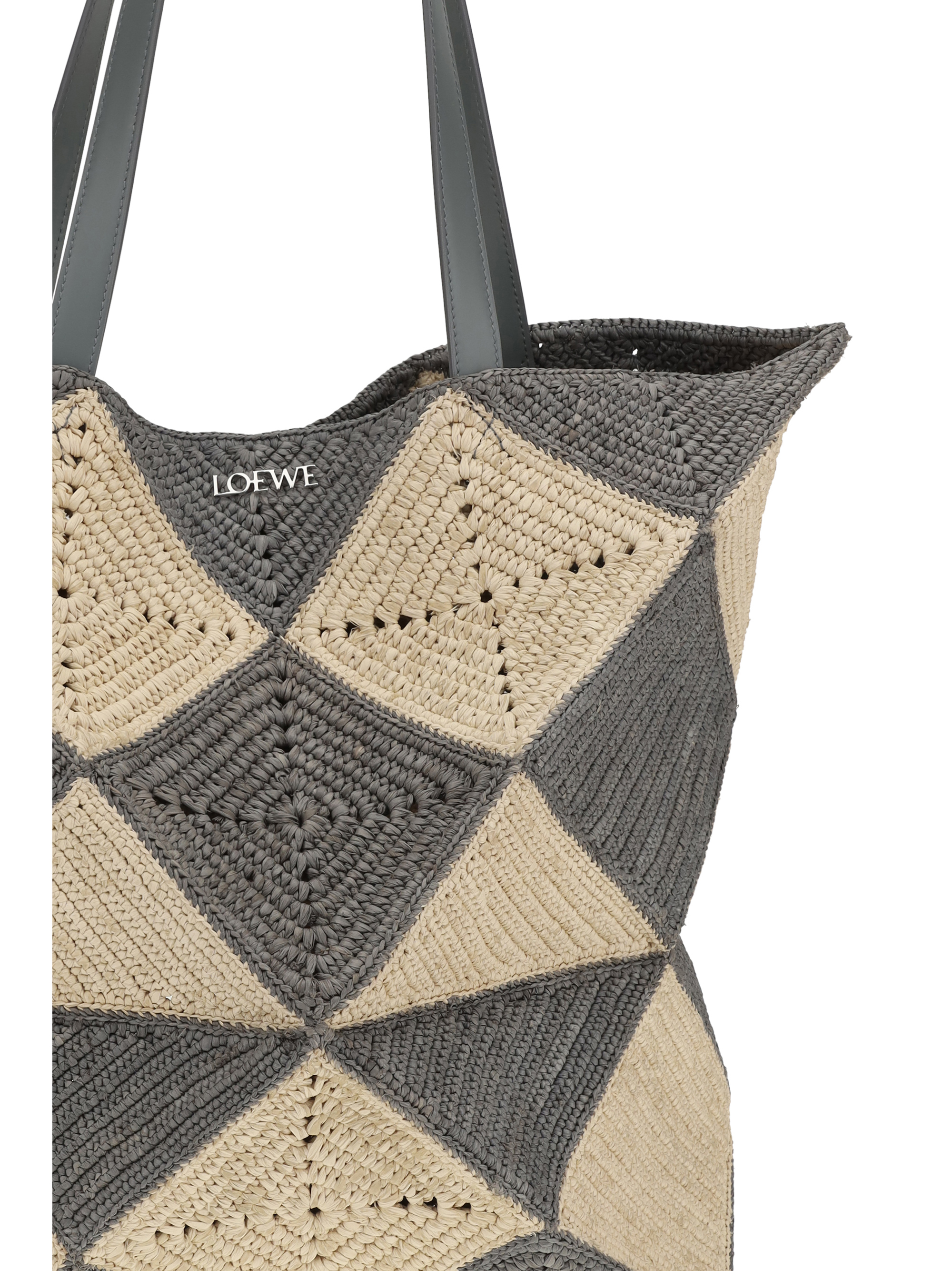 Borsa Tote Puzzle XL in rafia