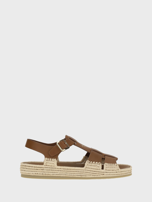 Sandali in pelle e rafia