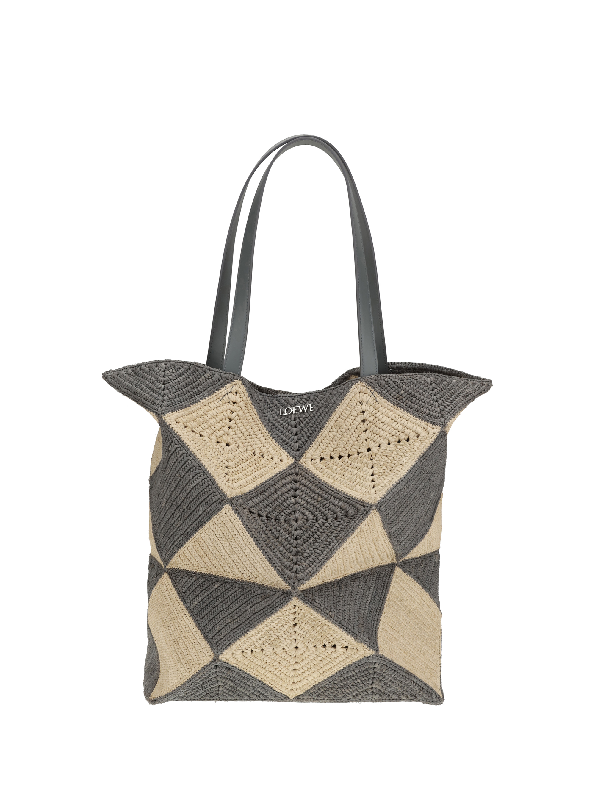 Borsa Tote Puzzle XL in rafia