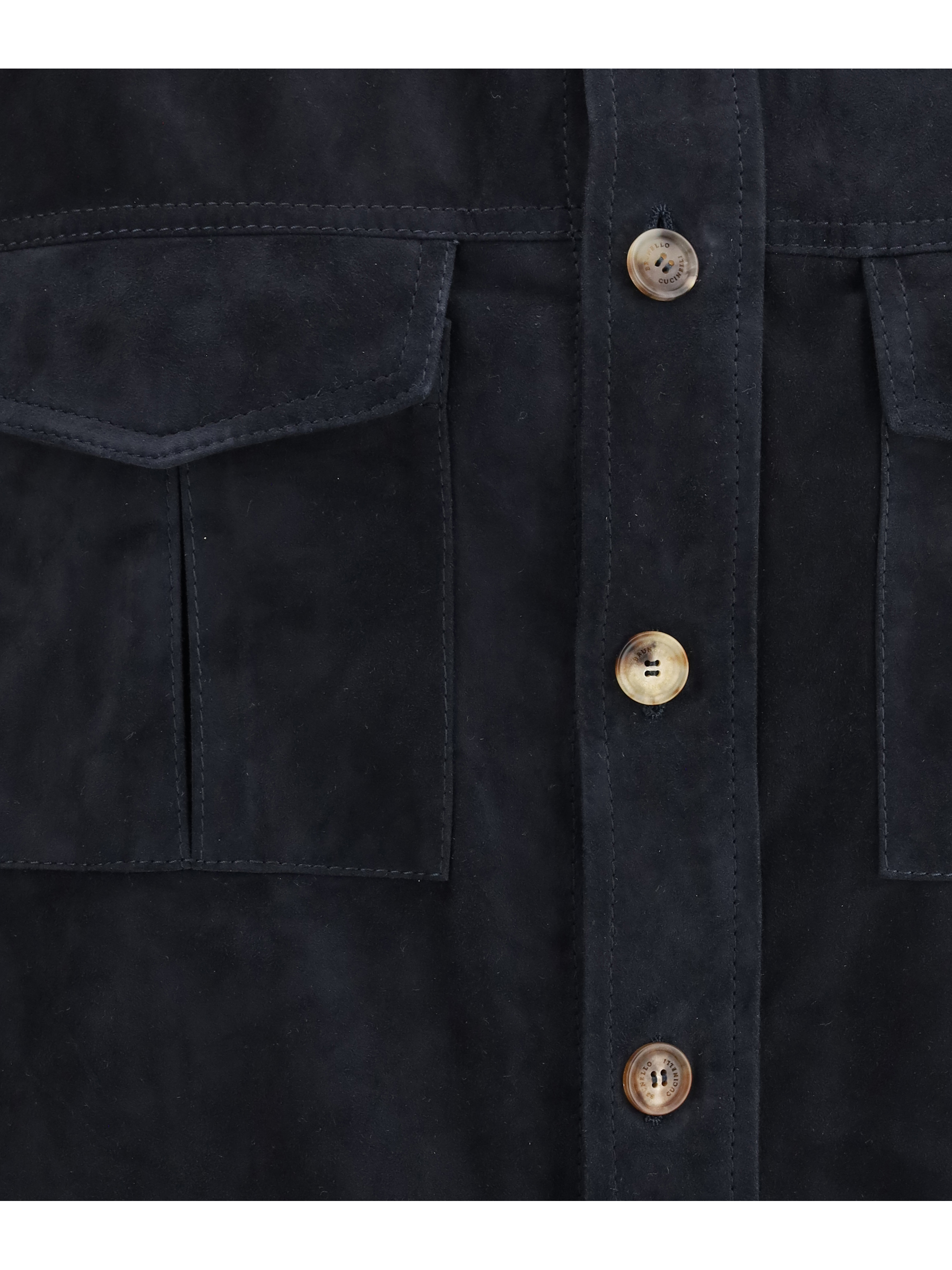 Giacca camicia in pelle scamosciata
