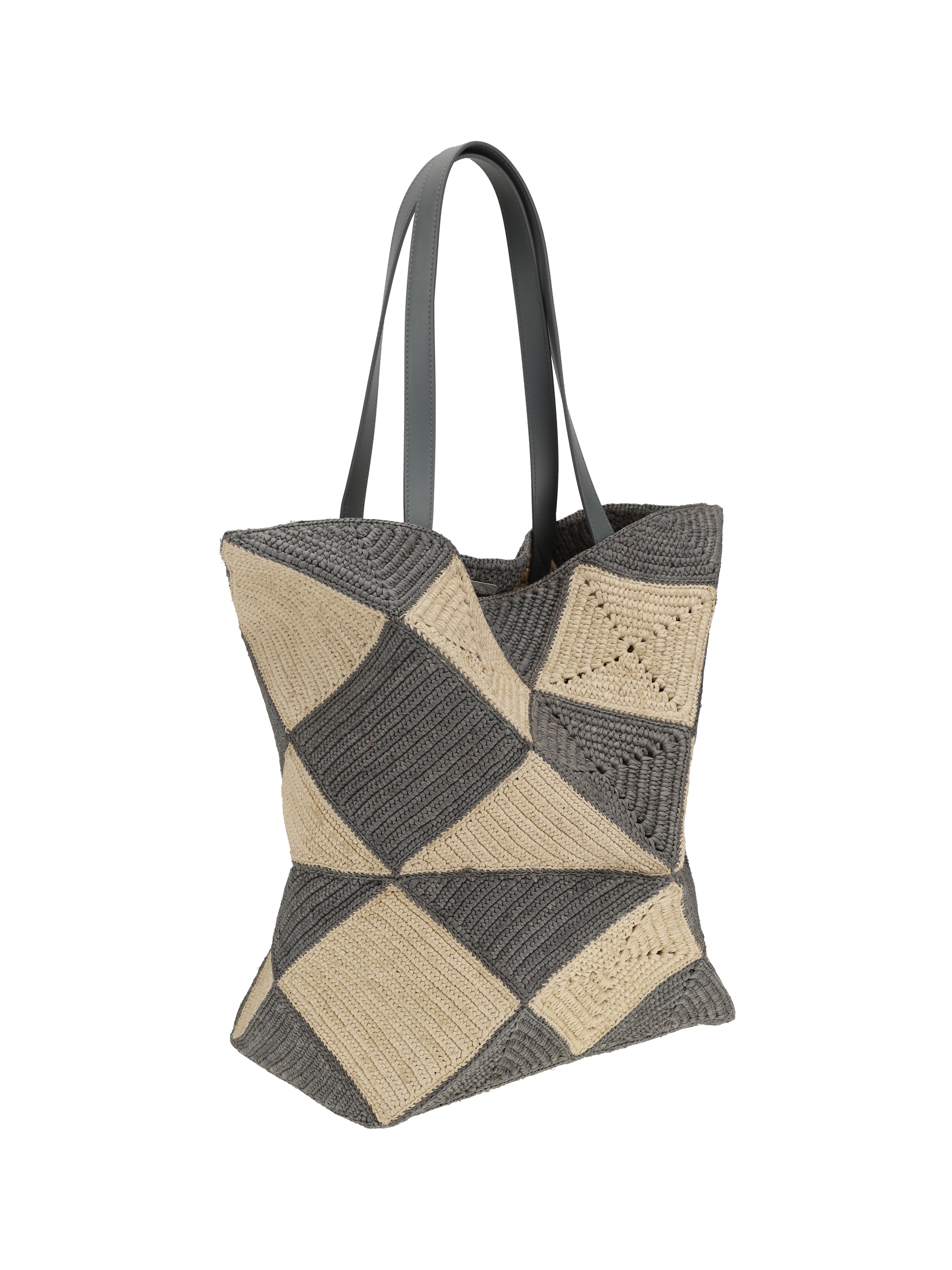 Borsa Tote Puzzle XL in rafia